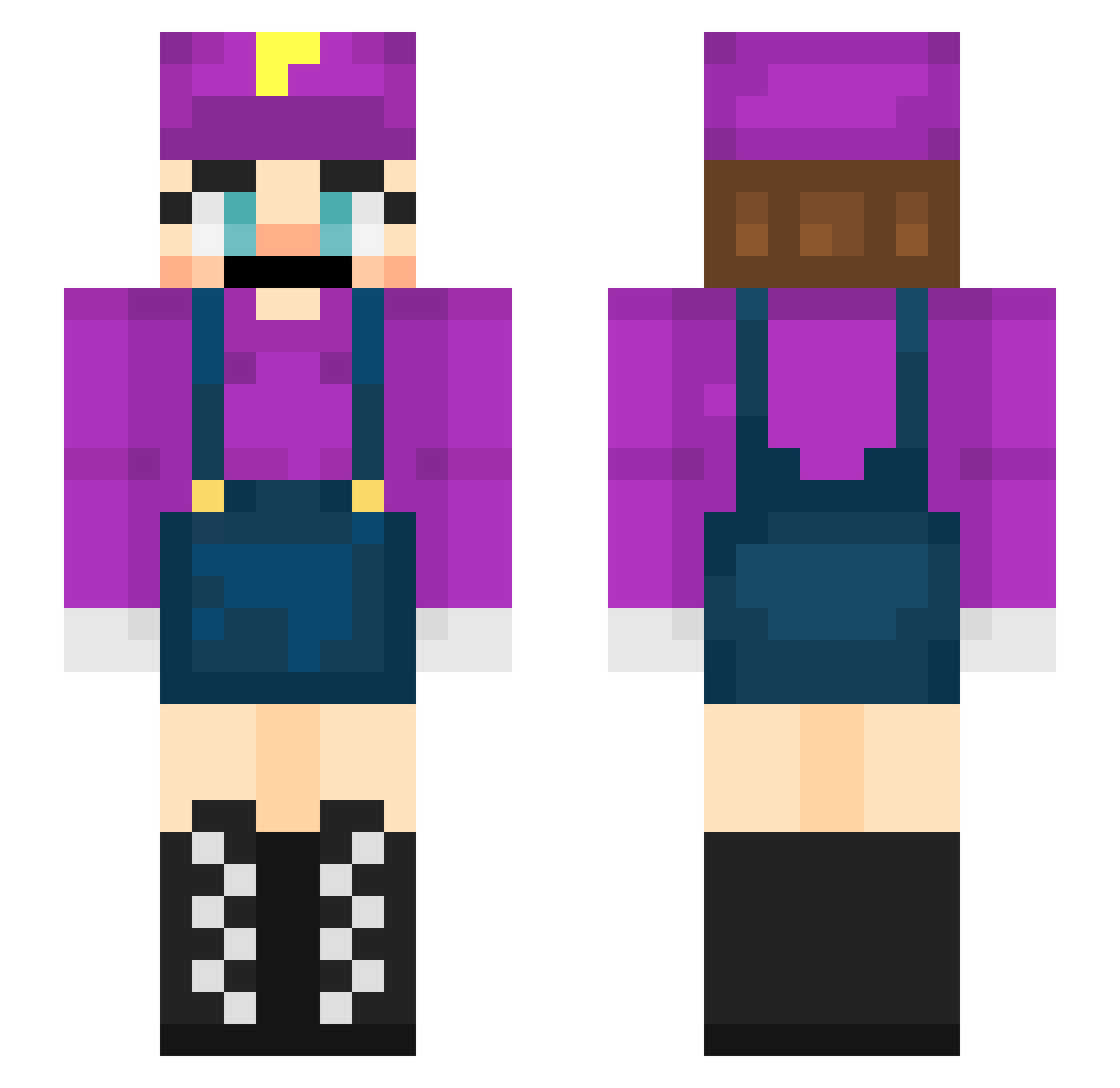 RubeePlays Minecraft skin, front and back view