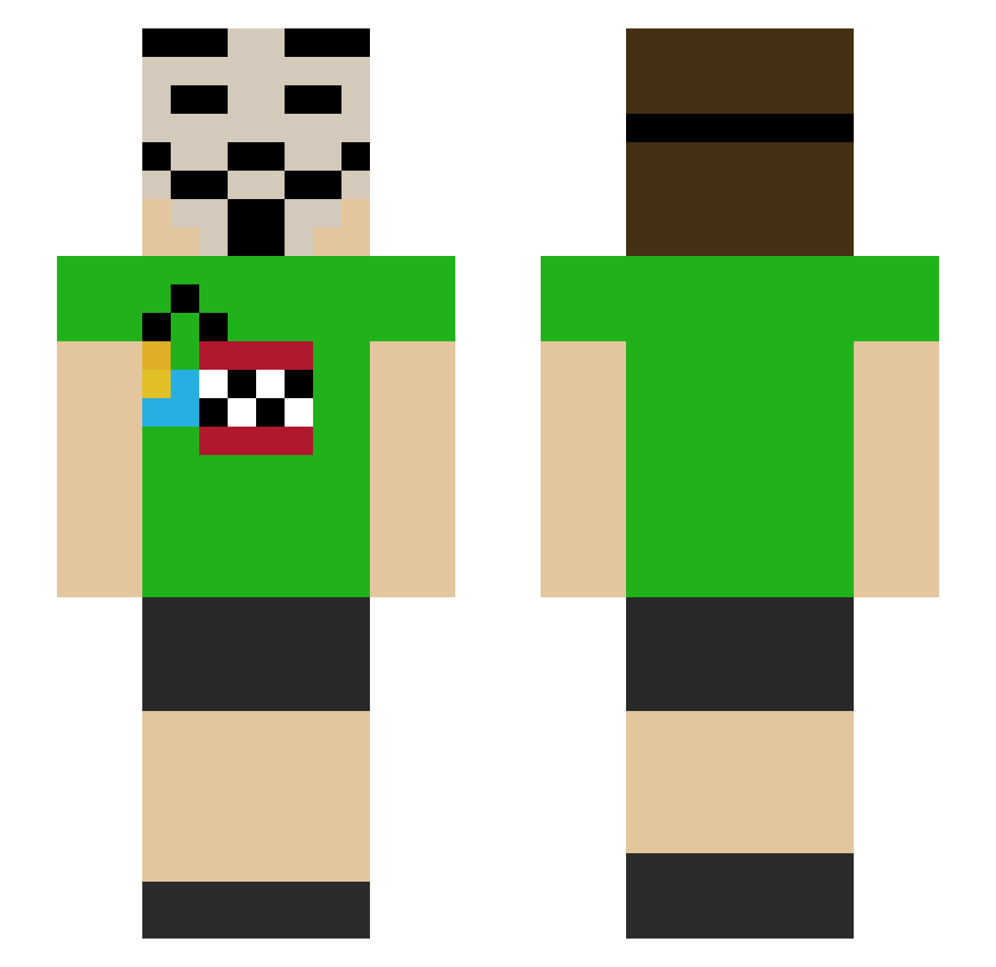 Herobrin13 Minecraft skin, front and back view