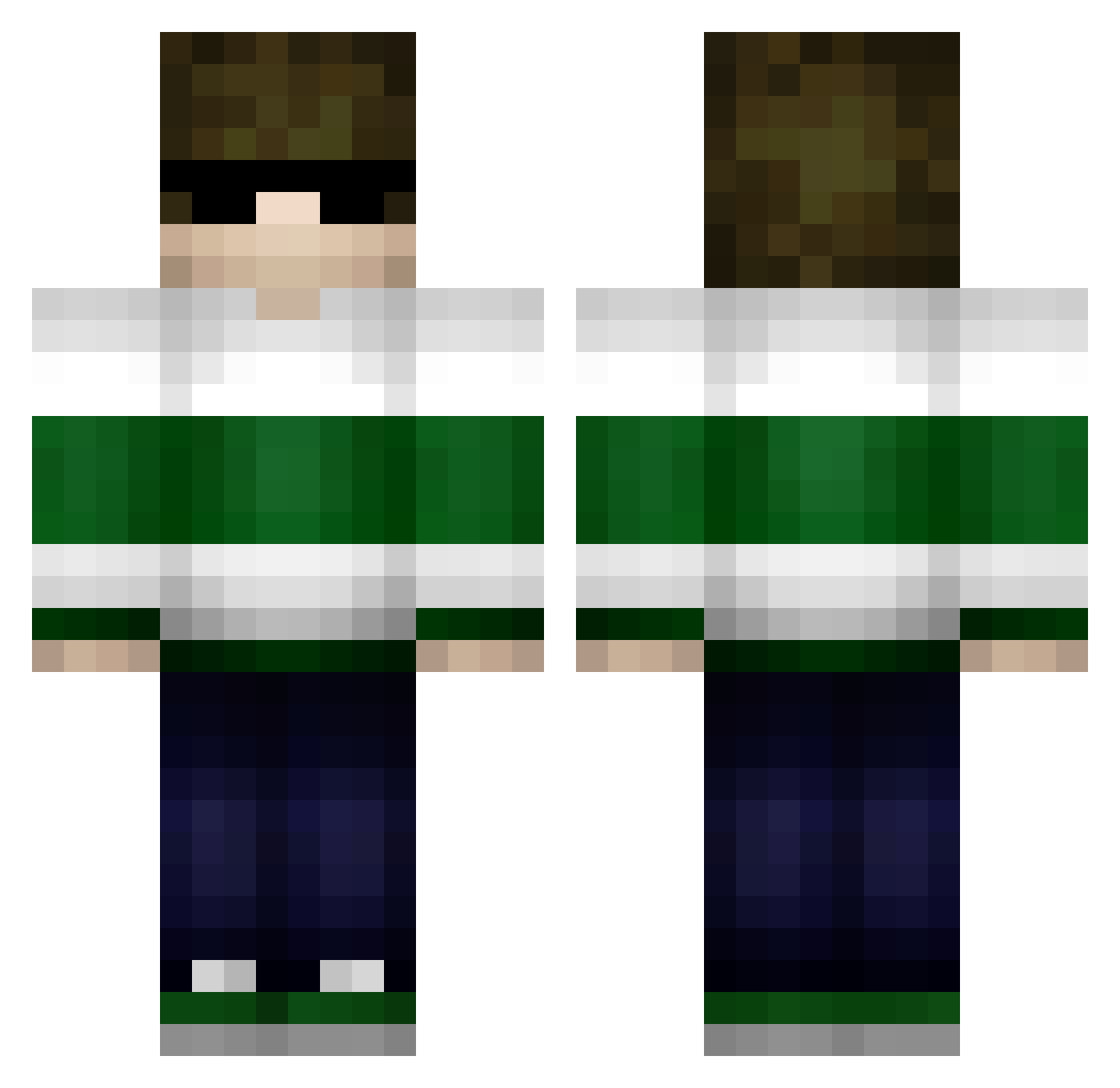Upwind Minecraft skin, front and back view