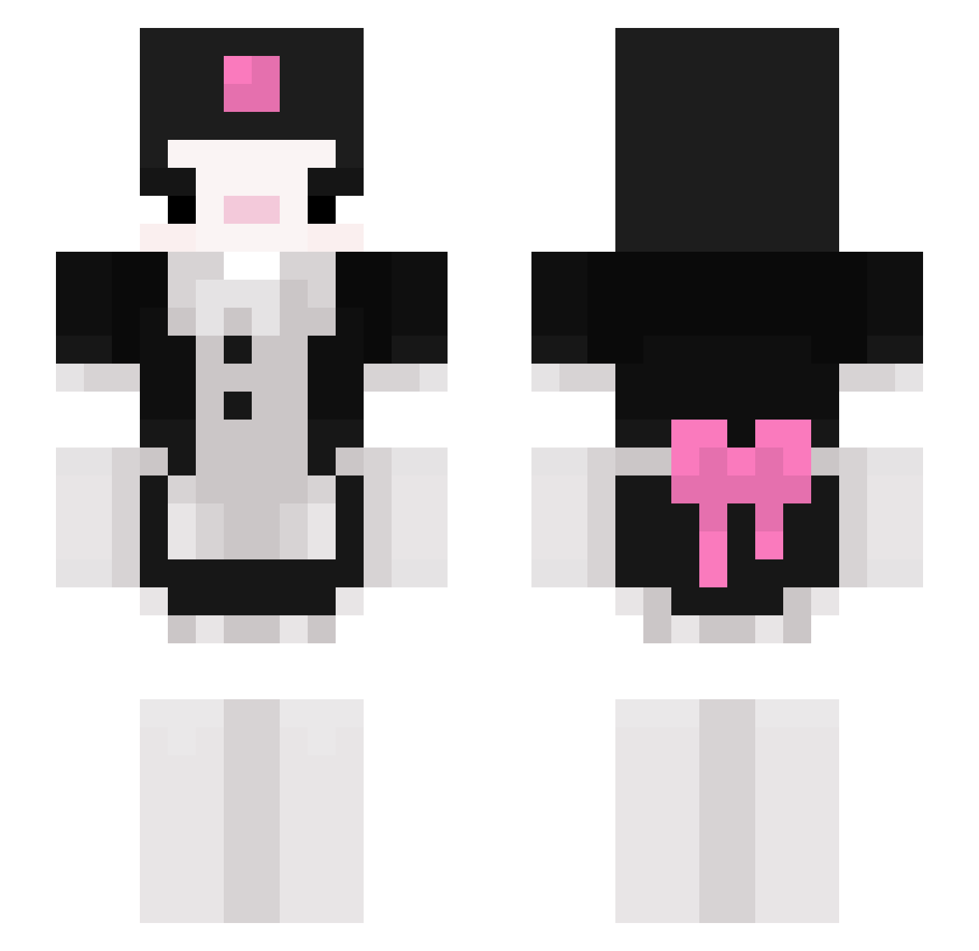 Velamago Minecraft skin, front and back view