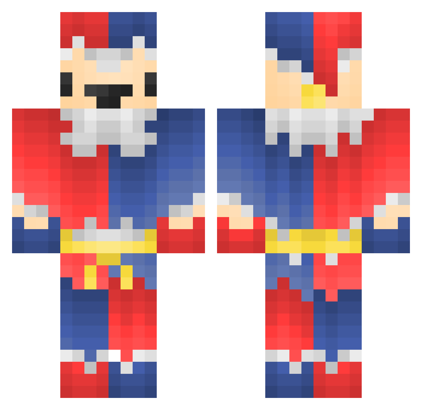 Jester Minecraft skin, front and back view