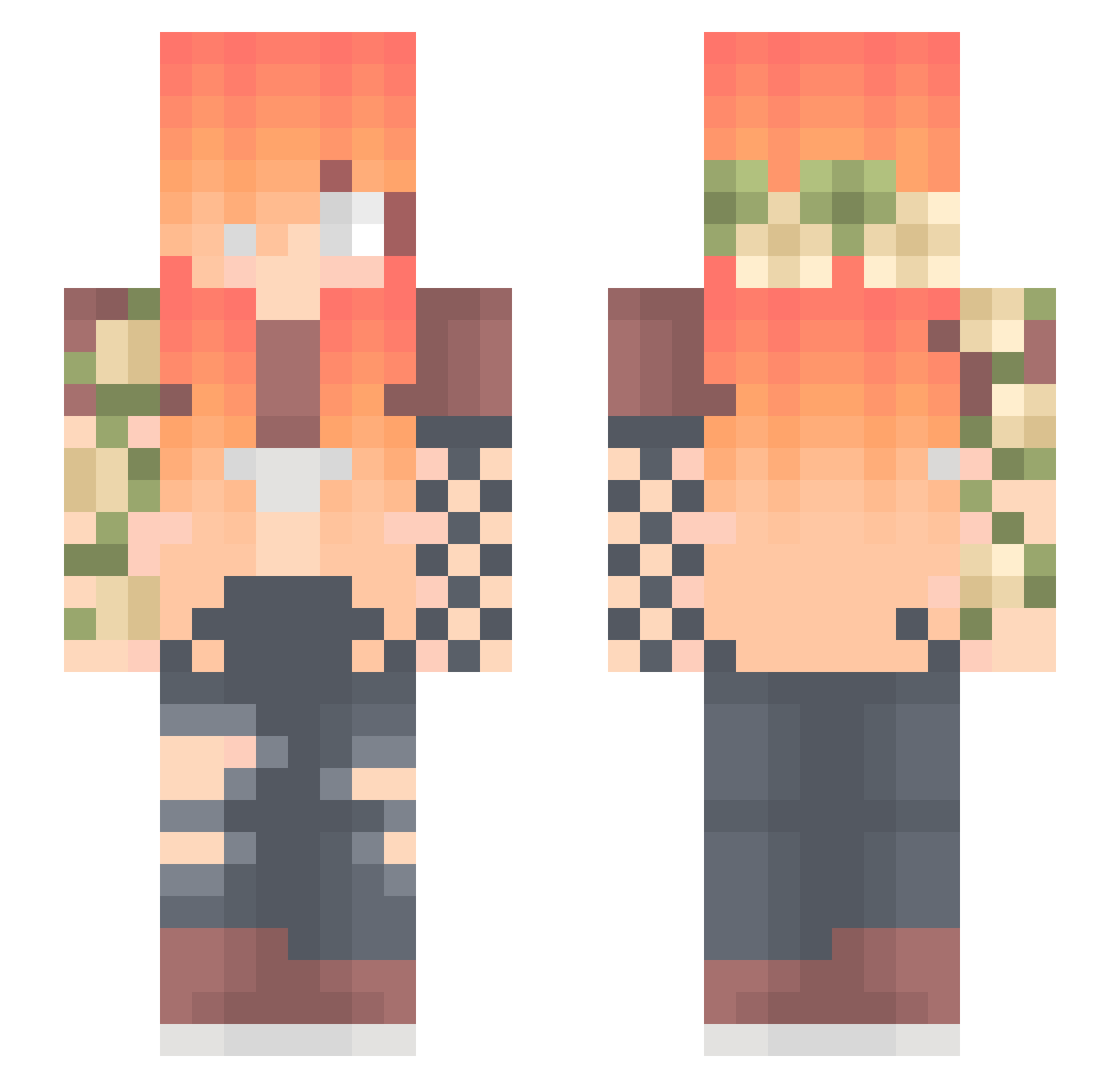 Aeoix Minecraft skin, front and back view