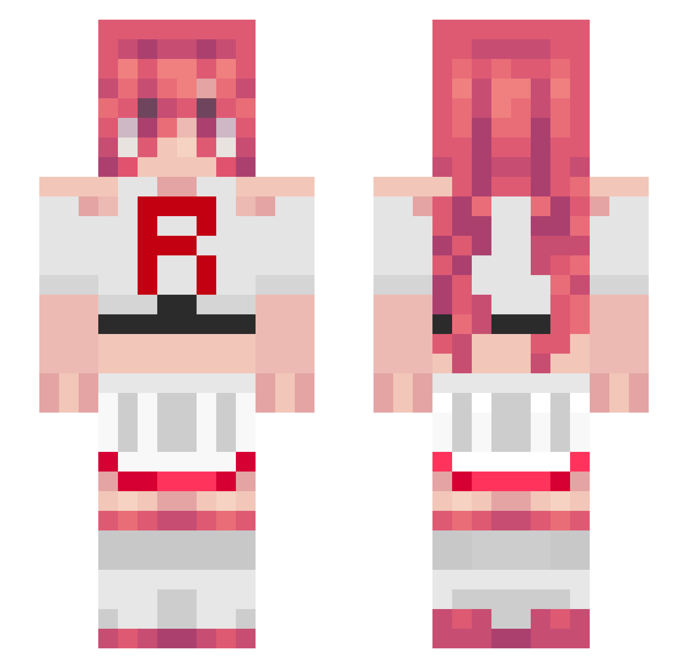 nimayalu Minecraft skin, front and back view