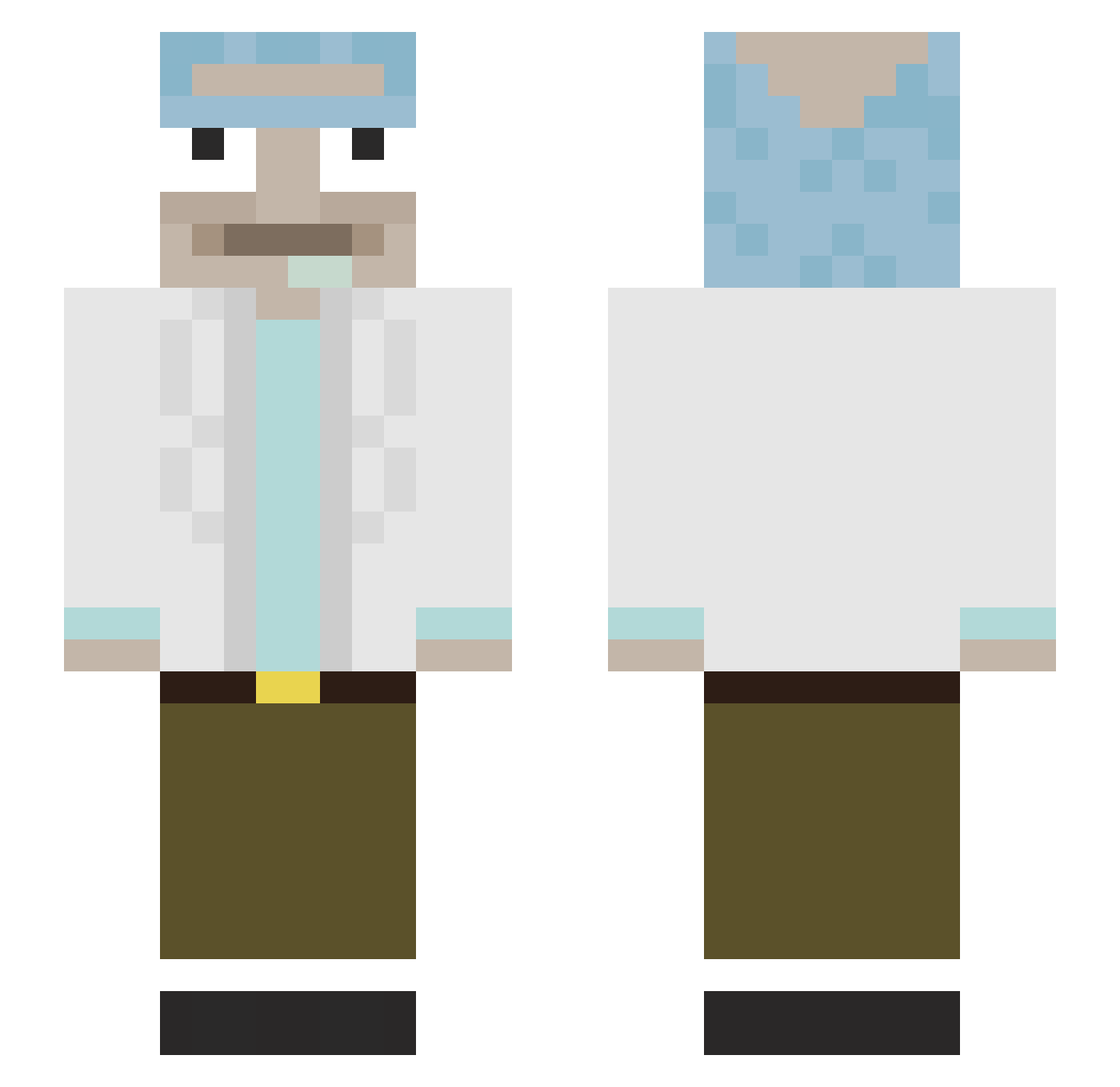FLAMINGCOALT Minecraft skin, front and back view