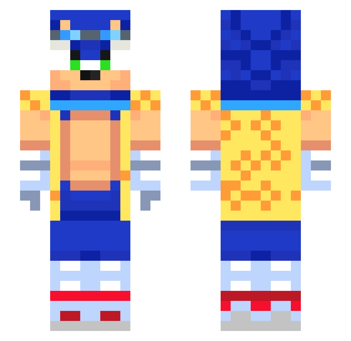 Tomex144 Minecraft skin, front and back view