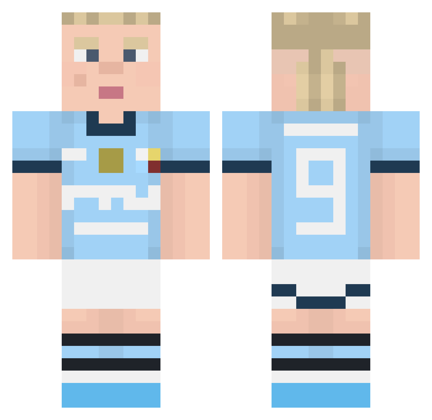 Miinitax Minecraft skin, front and back view
