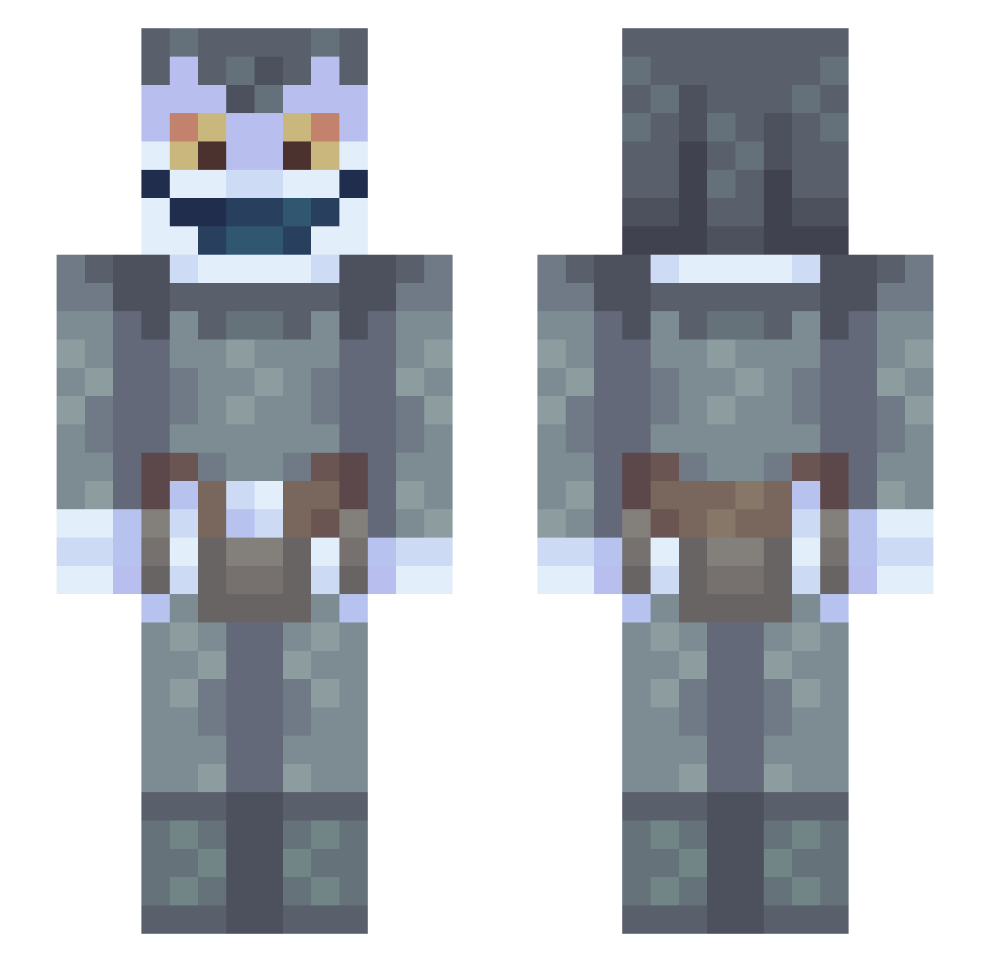 pidgeftw Minecraft skin, front and back view