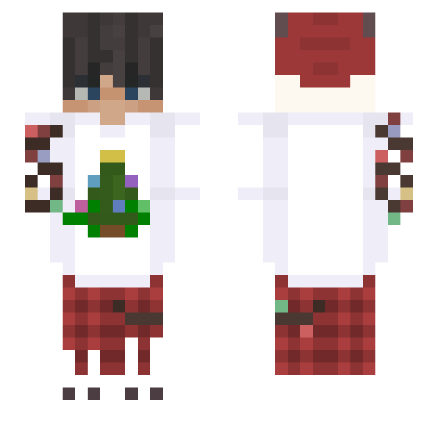 tvqe Minecraft skin, front and back view