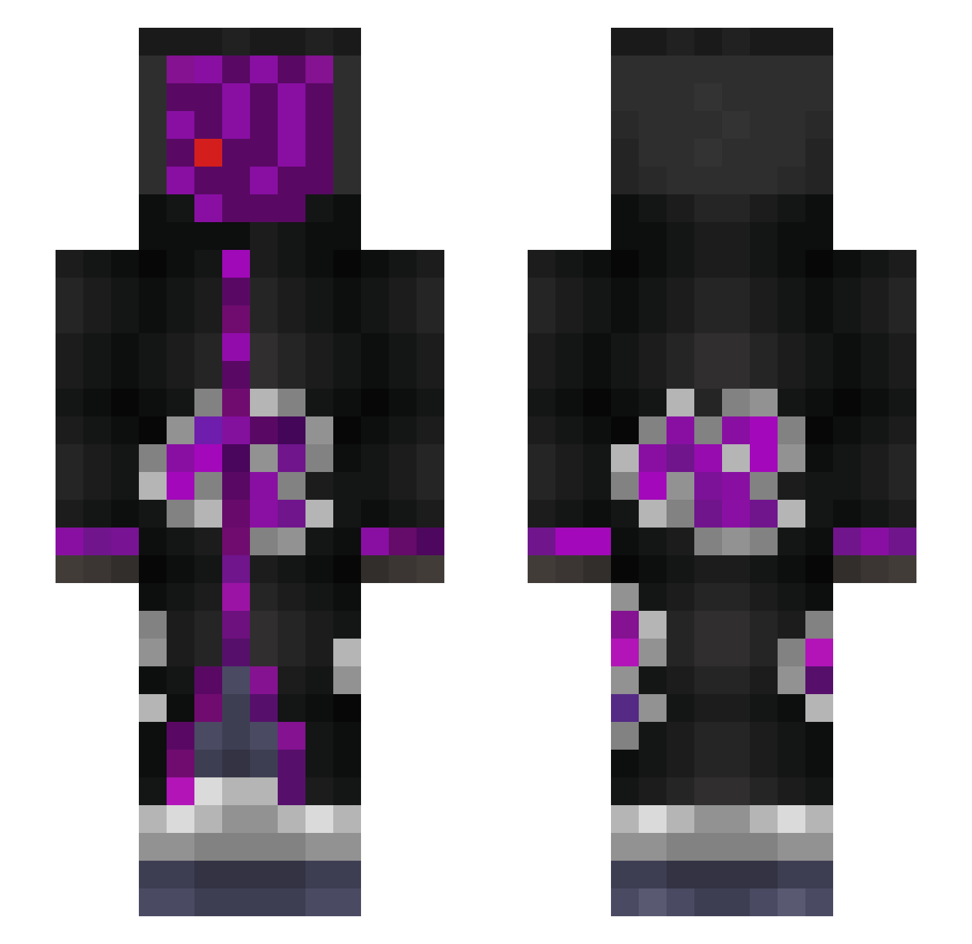 ItsMew Minecraft skin, front and back view