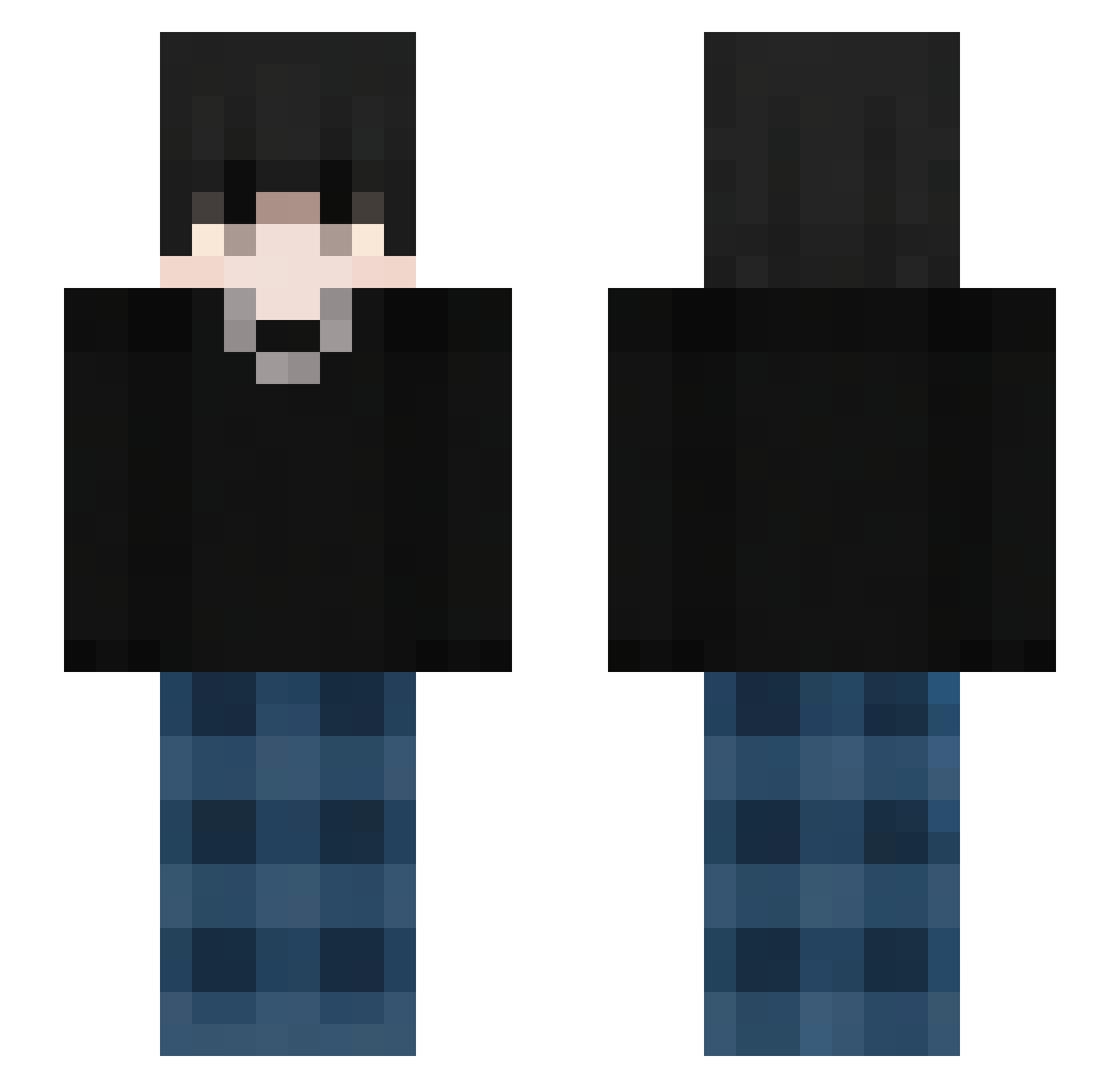 Anomo Minecraft skin, front and back view