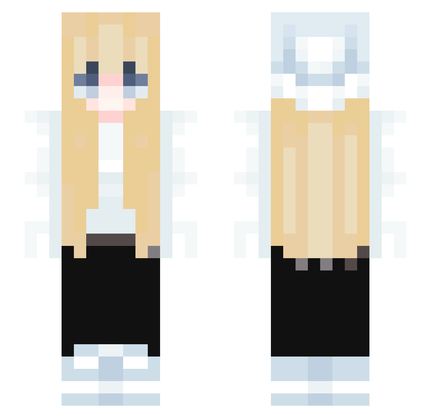 Nordeaa Minecraft skin, front and back view