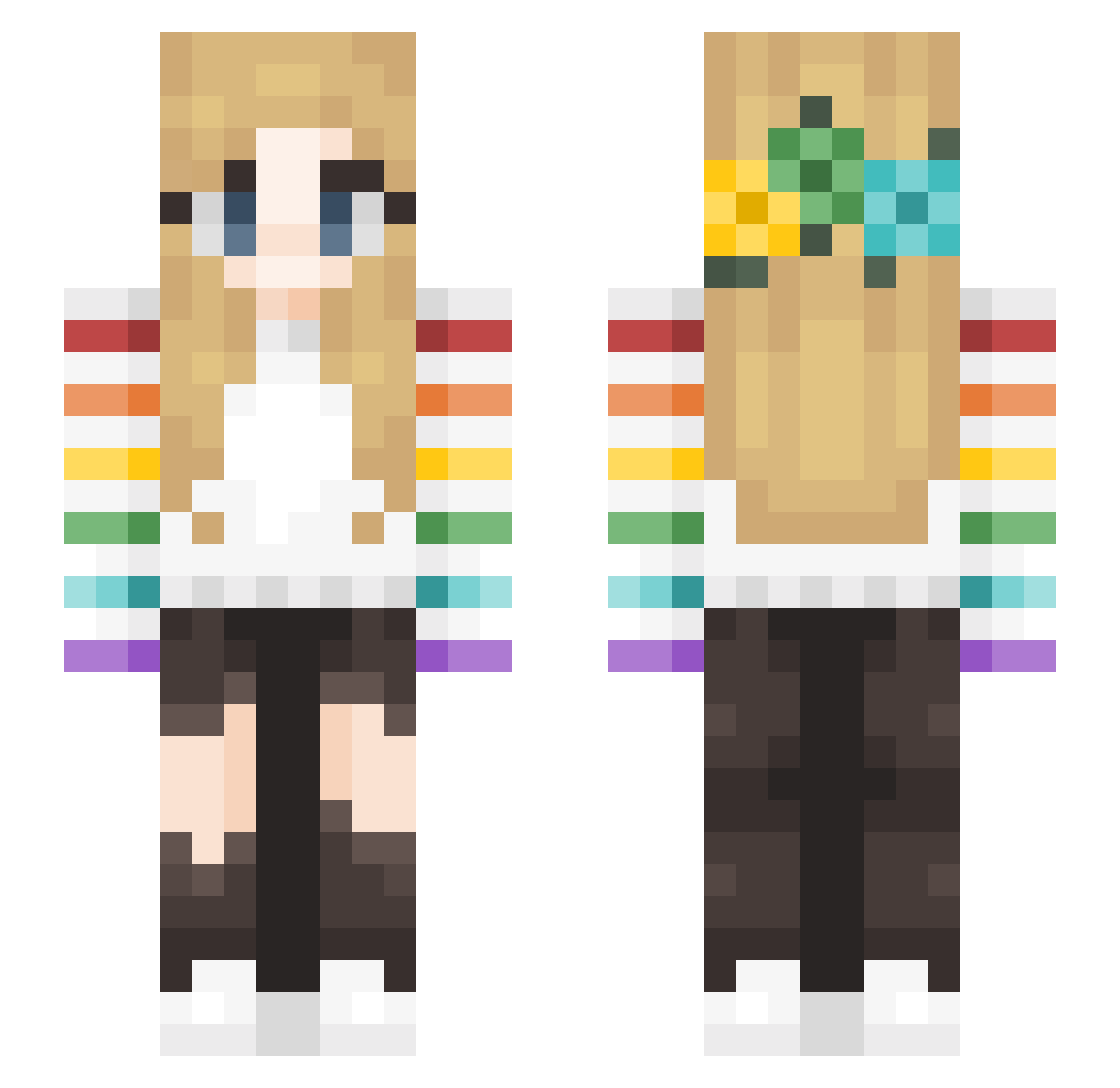 JordsMb Minecraft skin, front and back view