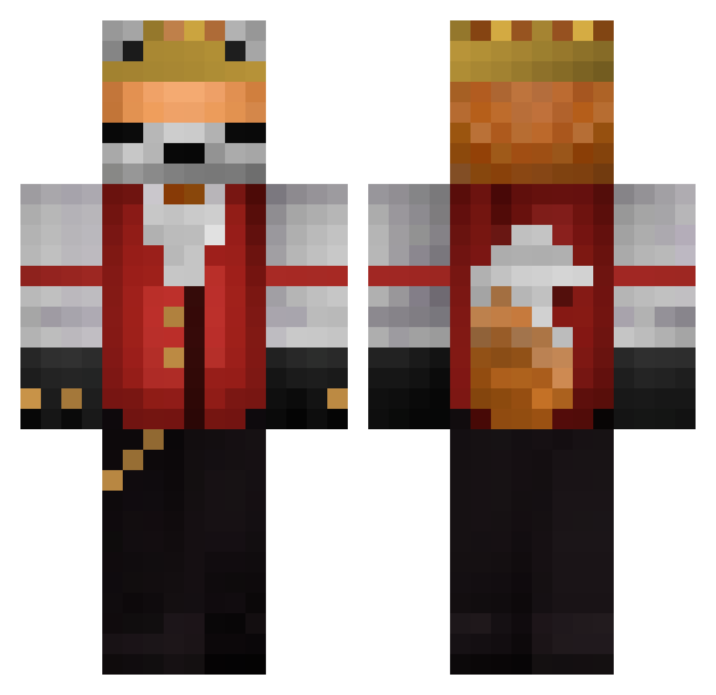 Volpeuh Minecraft skin, front and back view