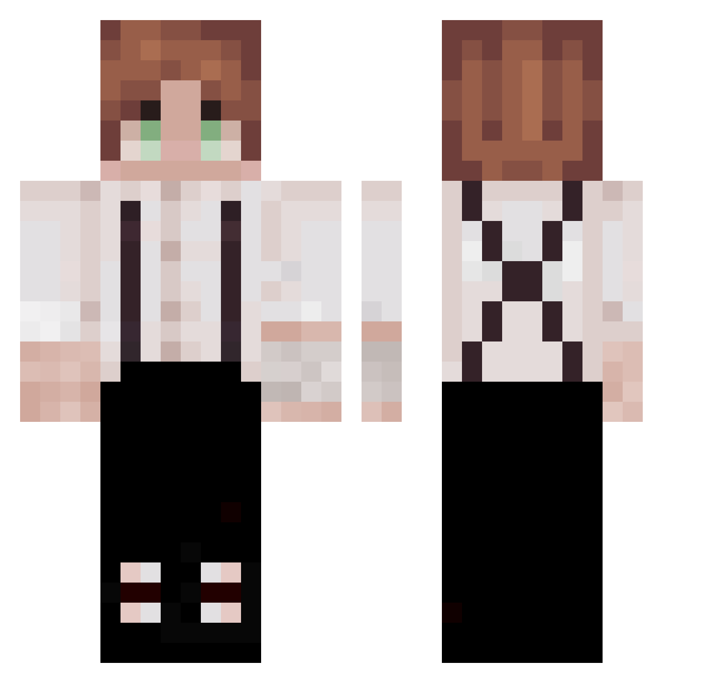 SnoozingVoid Minecraft skin, front and back view