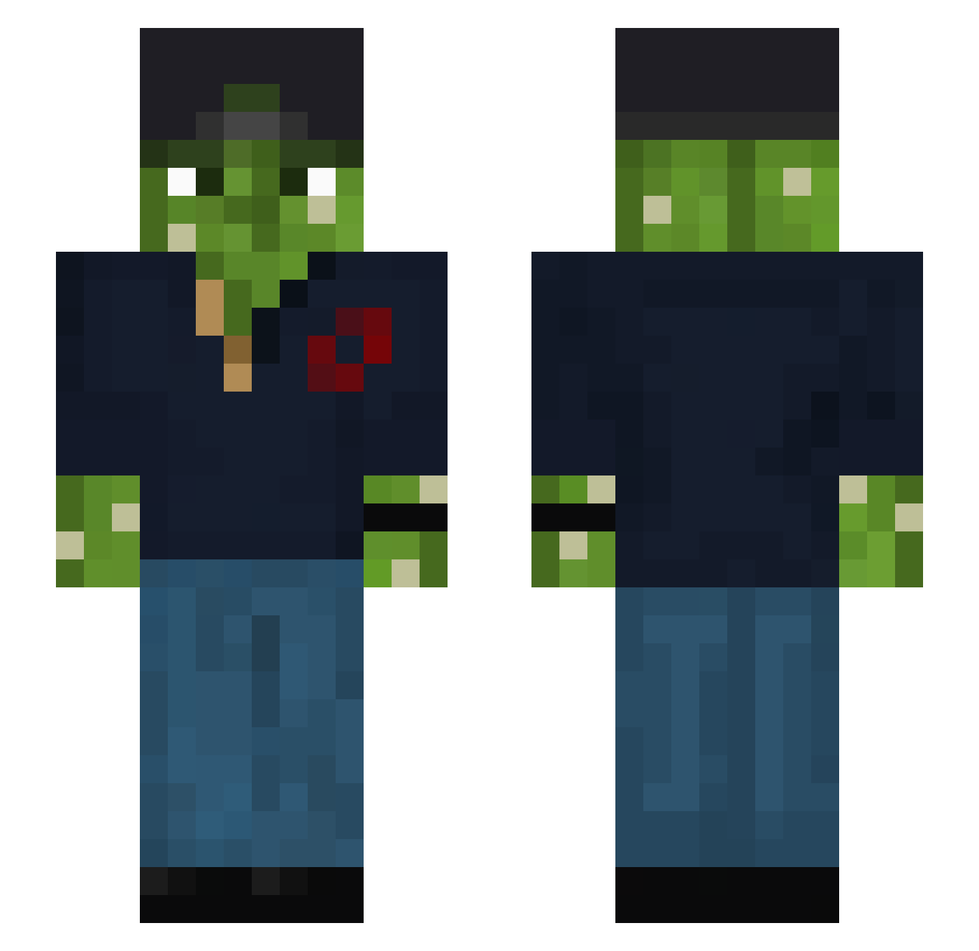 Saskyu Minecraft skin, front and back view