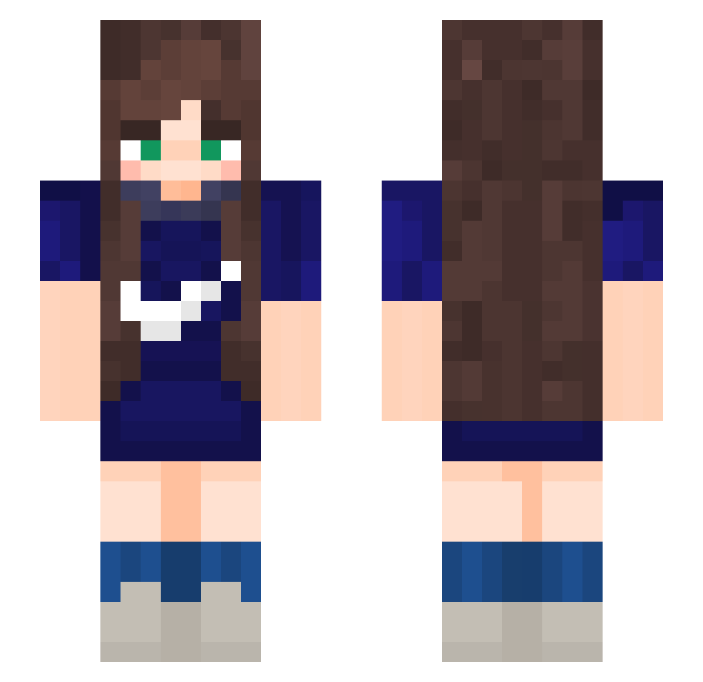 ProbablyHannah Minecraft skin, front and back view