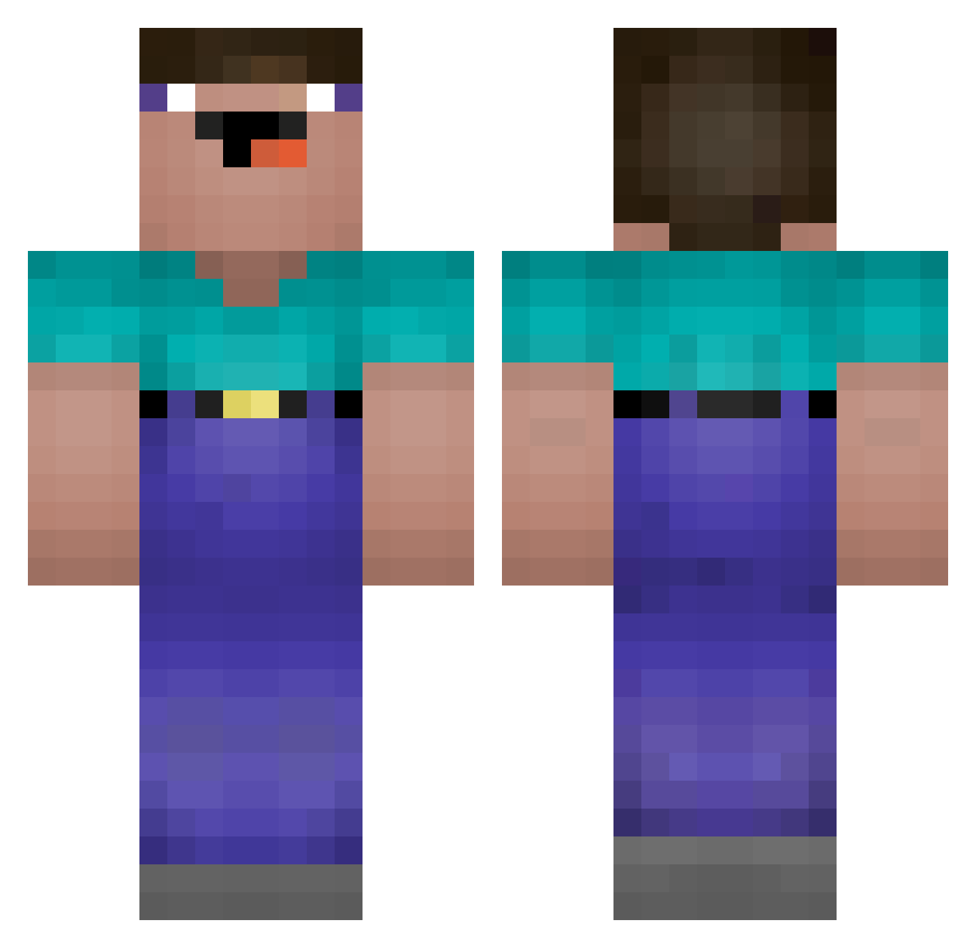 NoobifyNEW Minecraft skin, front and back view