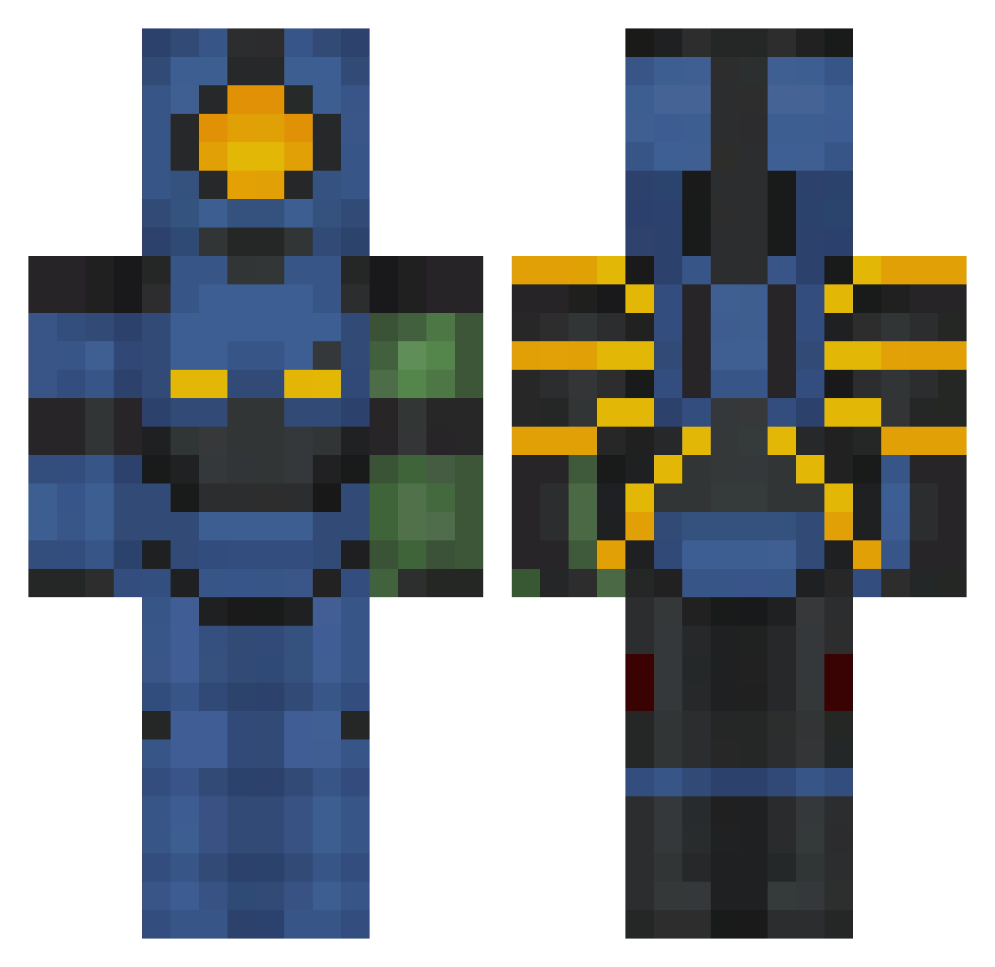 Telvari Minecraft skin, front and back view