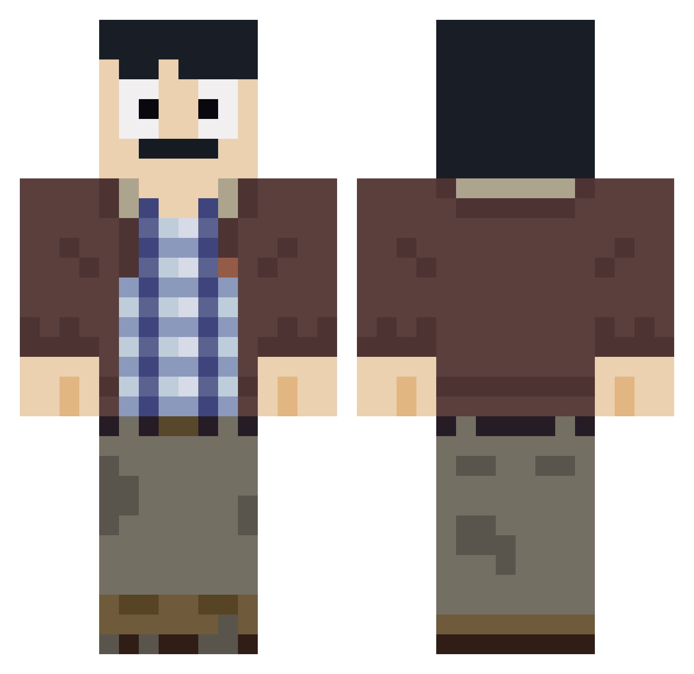Xenometan Minecraft skin, front and back view