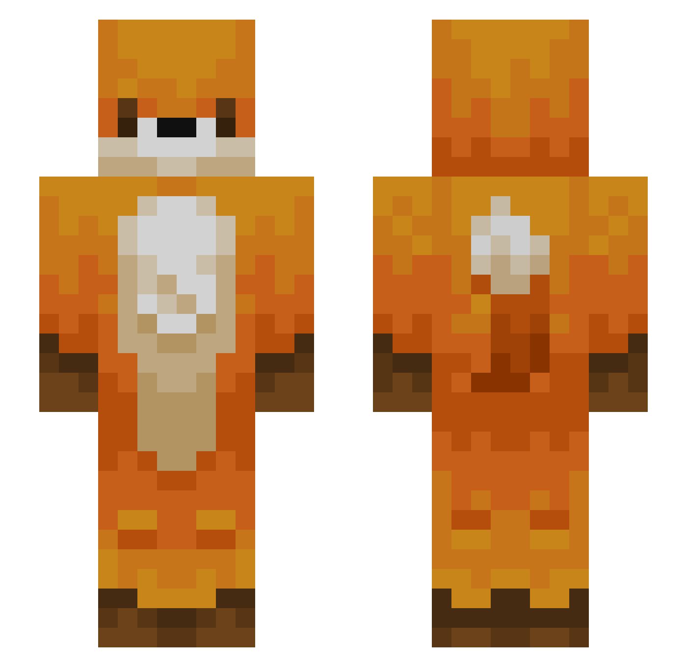 Pincts Minecraft skin, front and back view