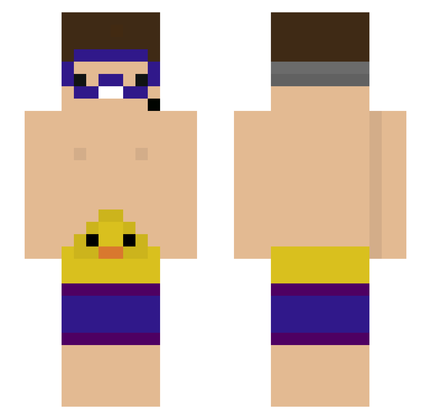DeeznNvts Minecraft skin, front and back view