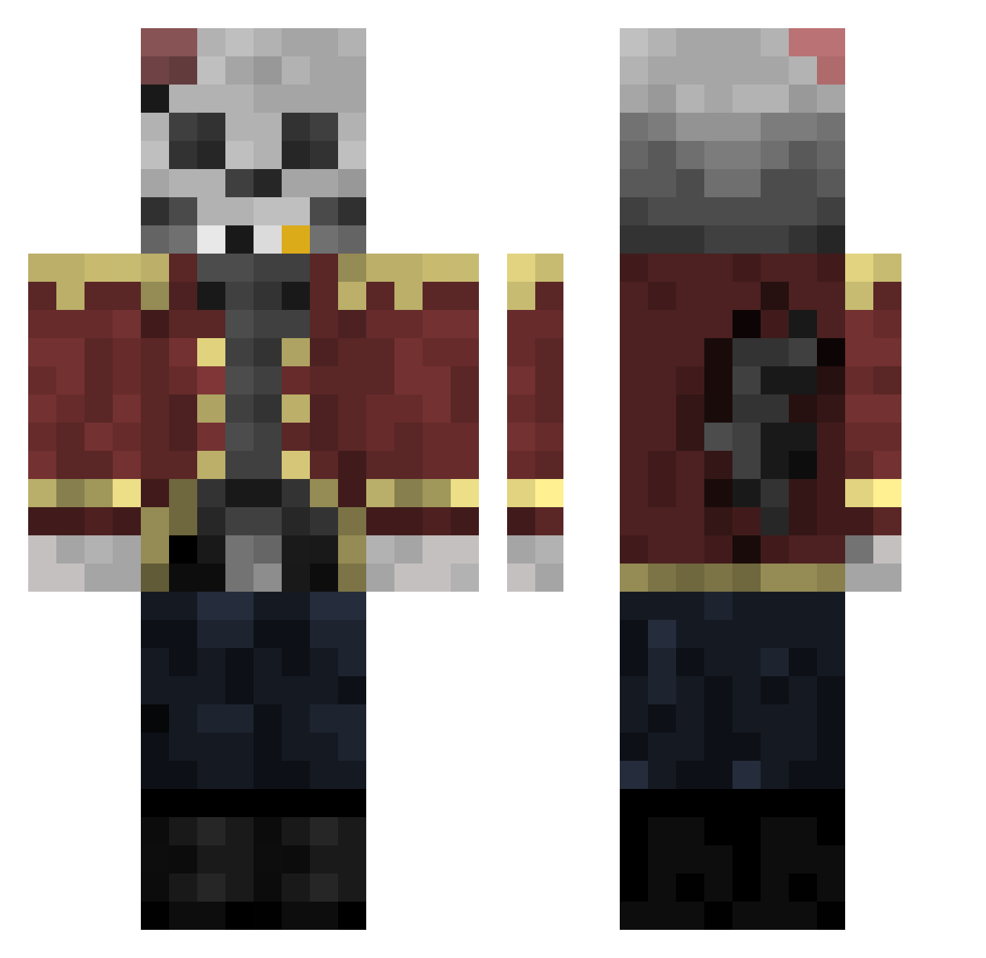 Tomazelli Minecraft skin, front and back view