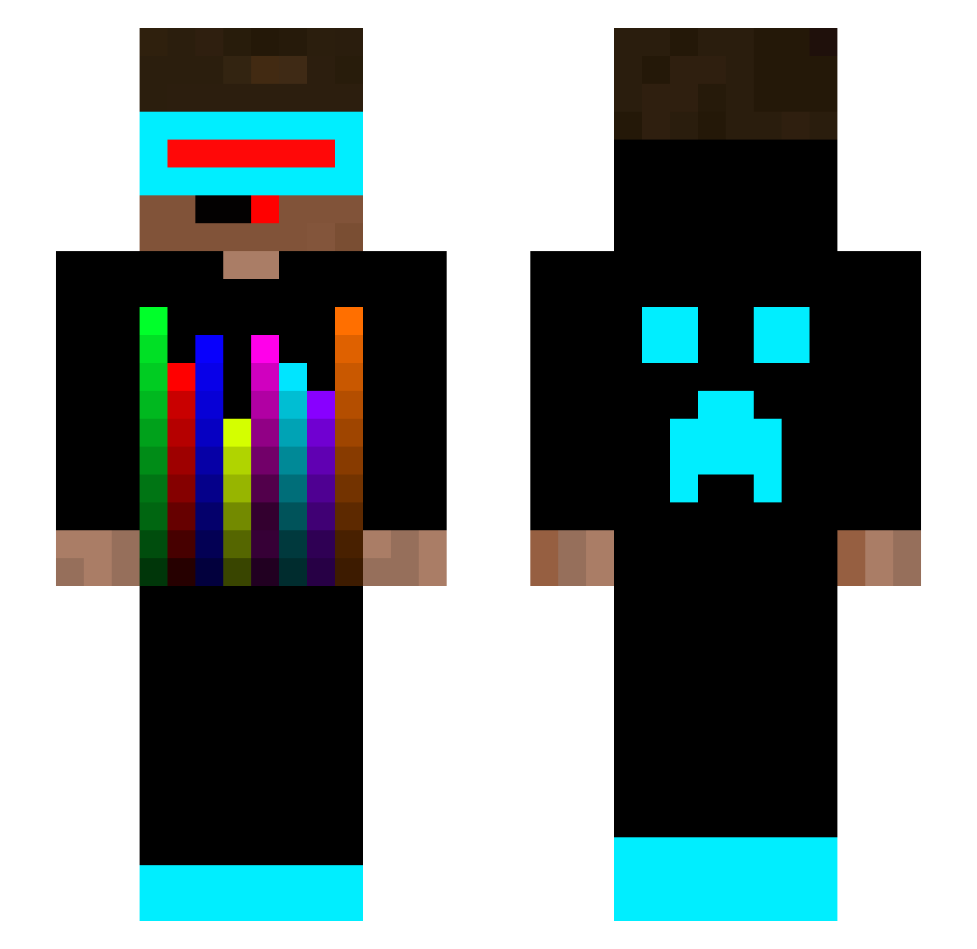 Fazenoot Minecraft skin, front and back view