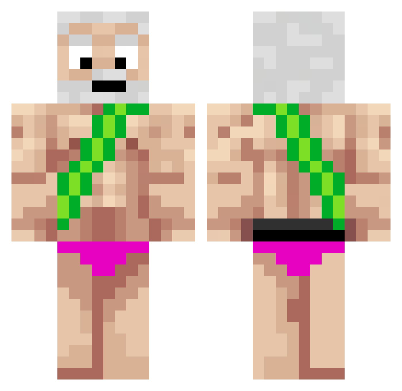 leopleys Minecraft skin, front and back view