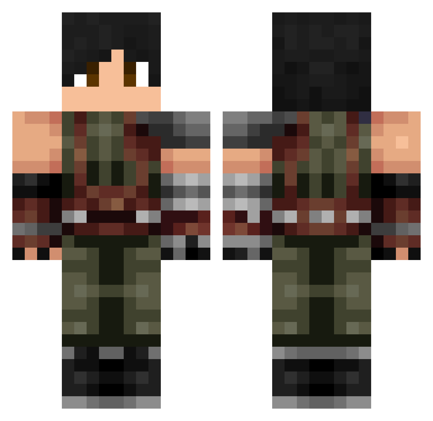 TrollfaceEnjoyer Minecraft skin, front and back view