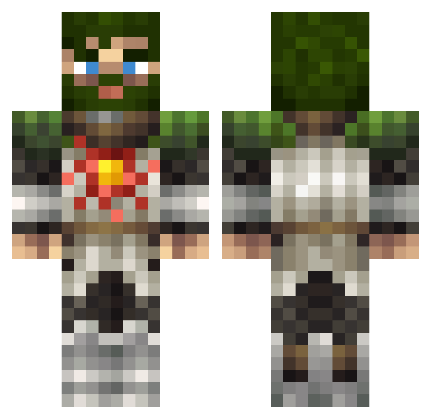 Mouldy_Beard Minecraft skin, front and back view