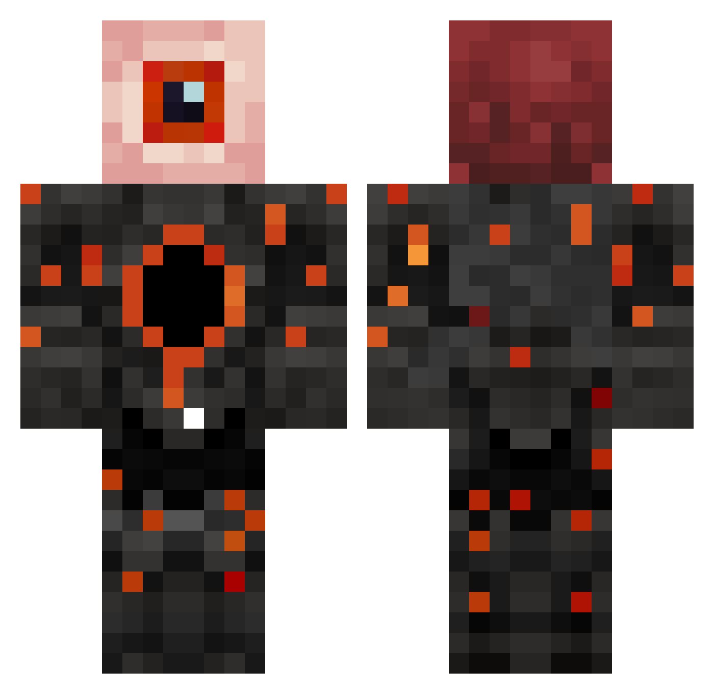 Iraedium Minecraft skin, front and back view