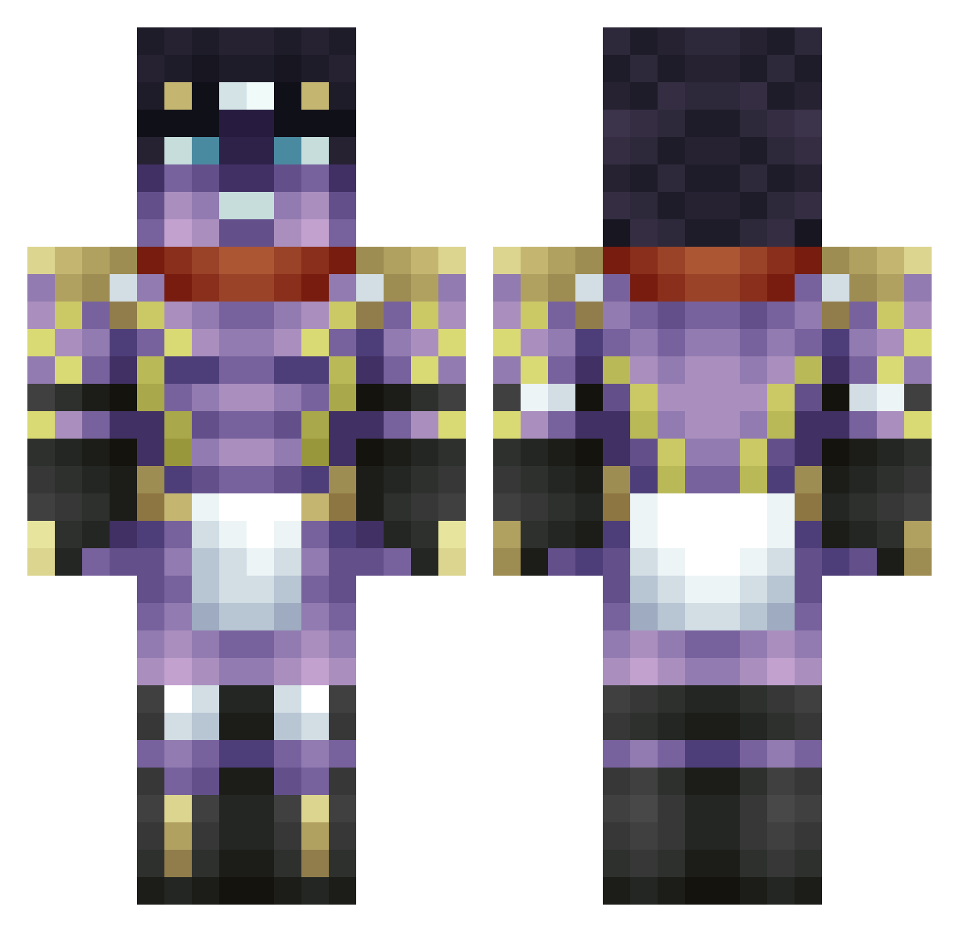 MassivaMike Minecraft skin, front and back view