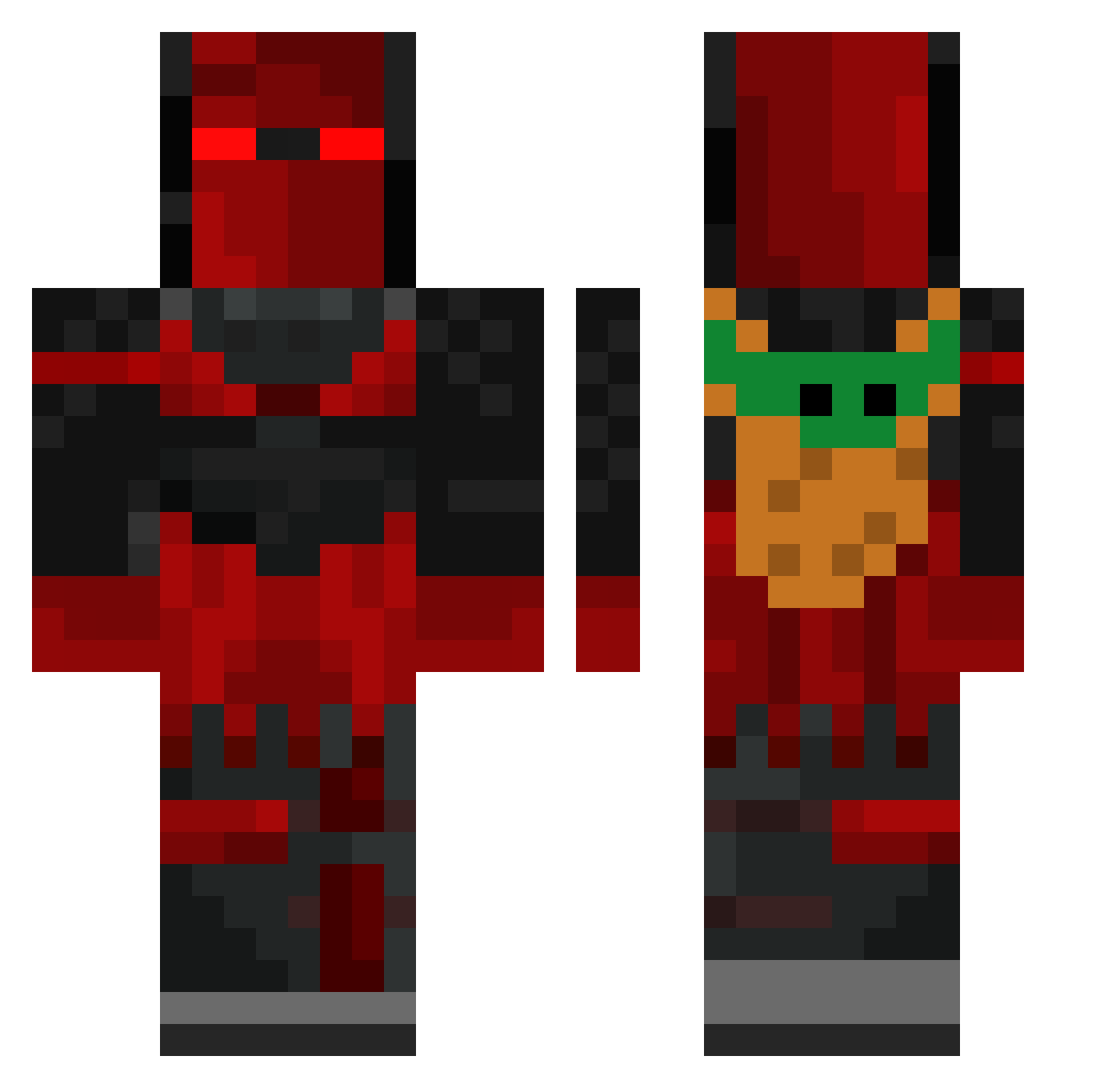 v_8_8 Minecraft skin, front and back view