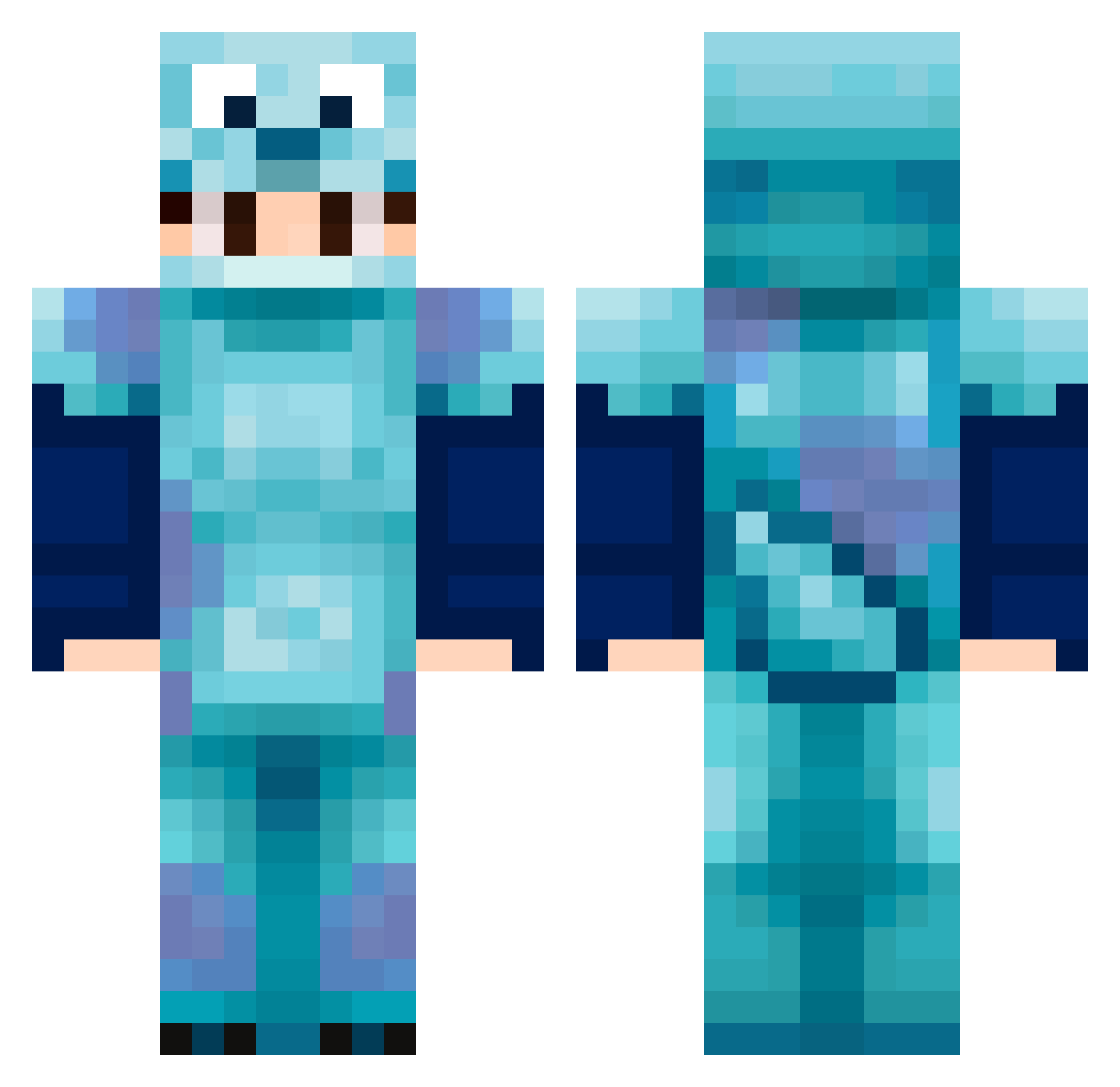 Hineyeuban Minecraft skin, front and back view