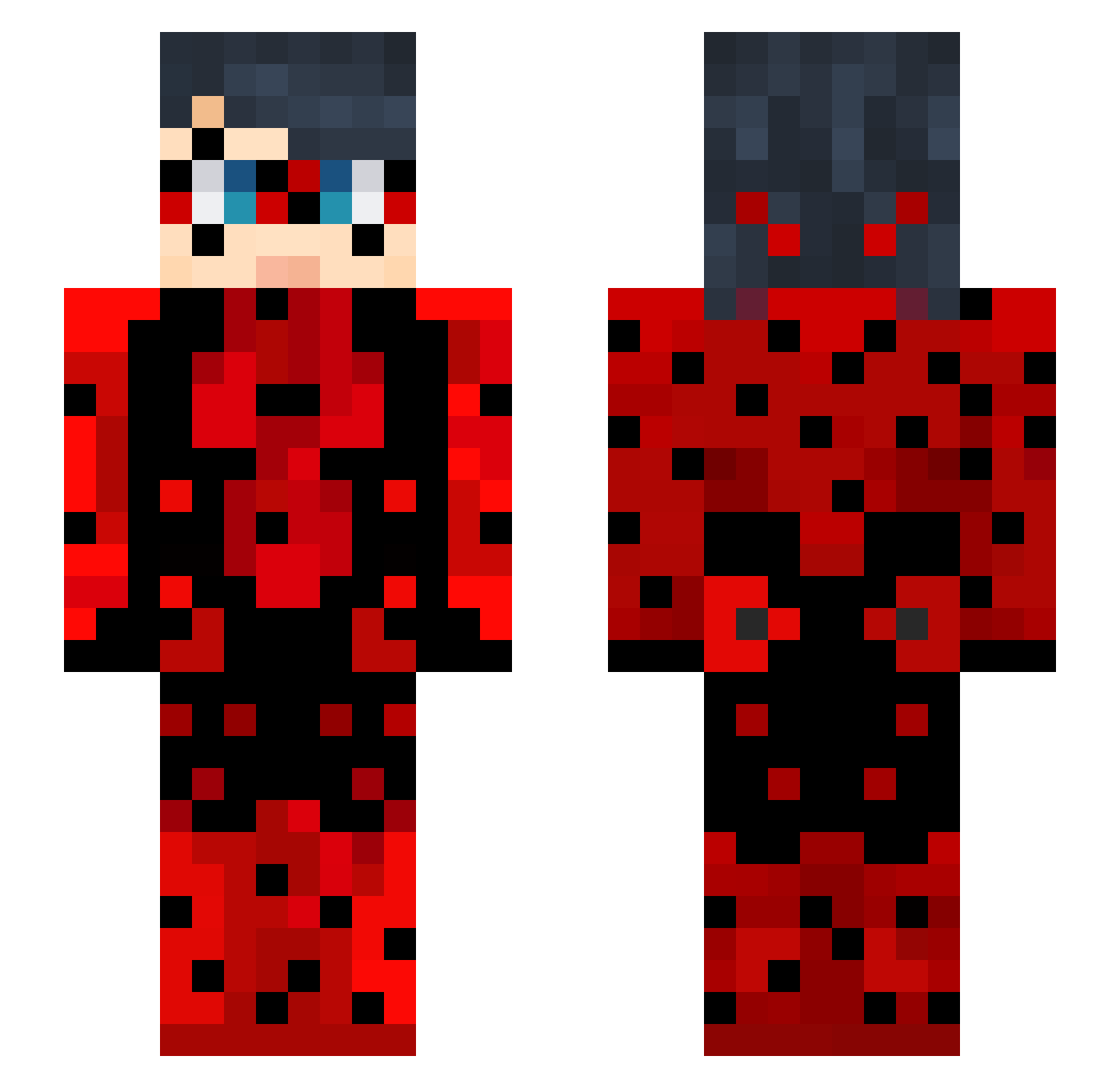 Neeessi Minecraft skin, front and back view