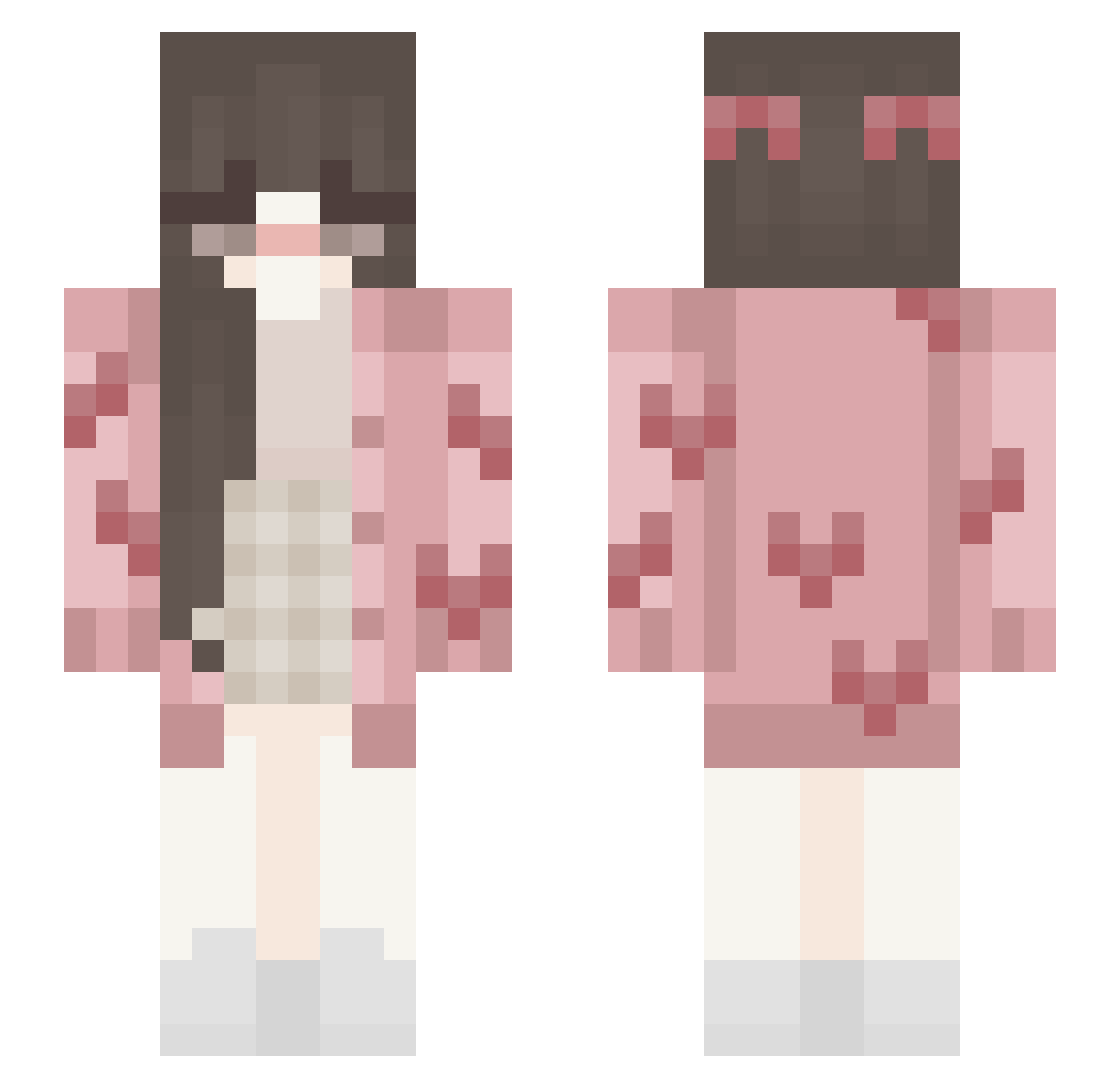 deluluz Minecraft skin, front and back view