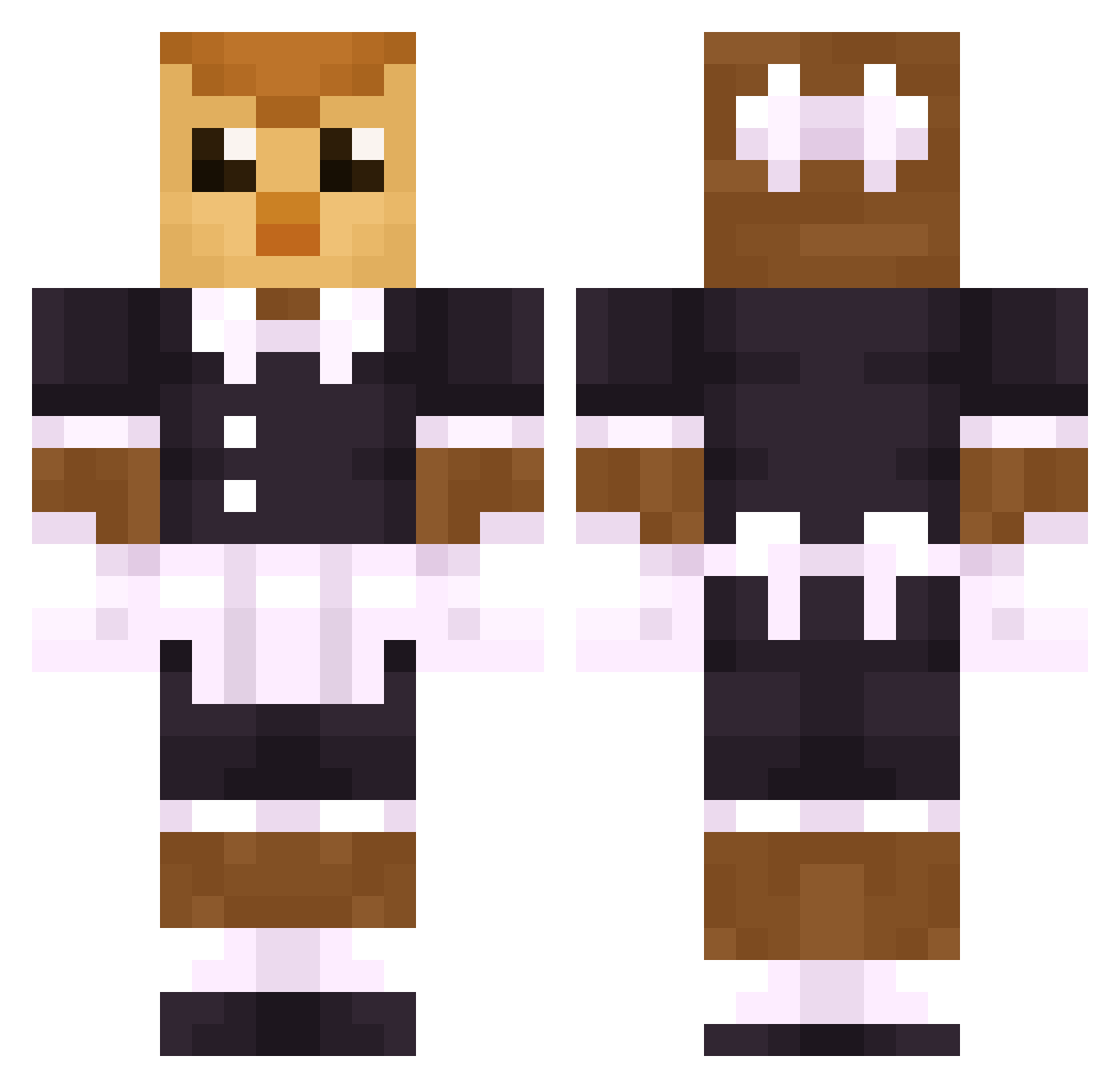 UNMETHODICAL Minecraft skin, front and back view
