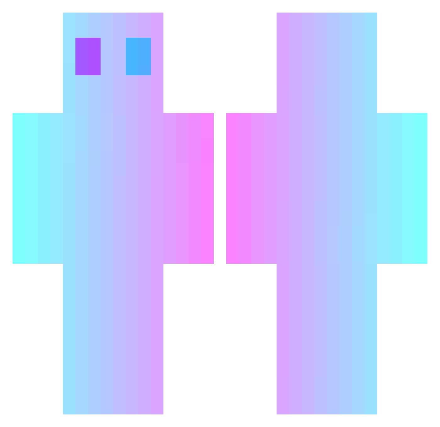 Zicknex Minecraft skin, front and back view