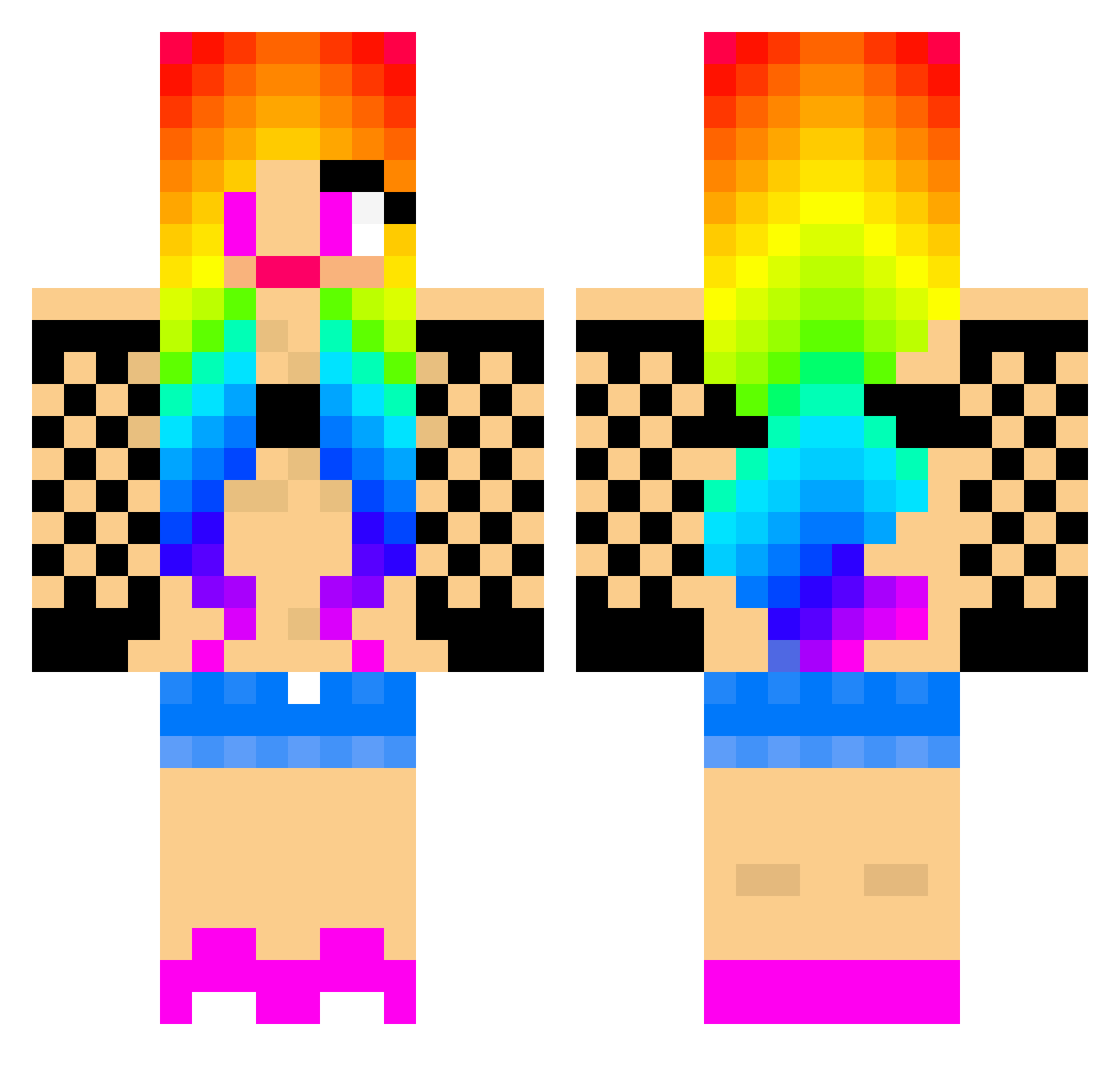 ThiccBae Minecraft skin, front and back view