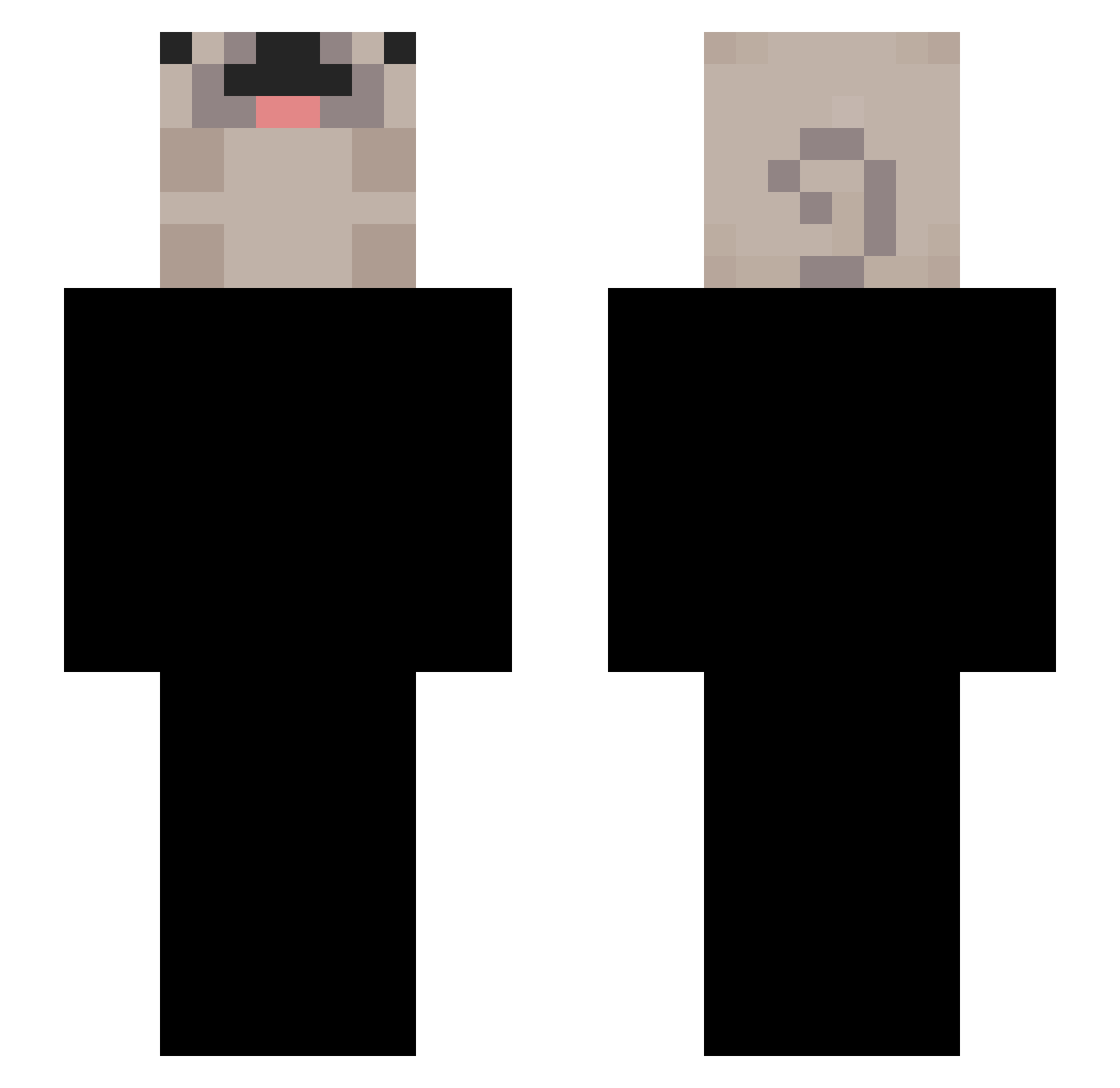 Nugdub Minecraft skin, front and back view