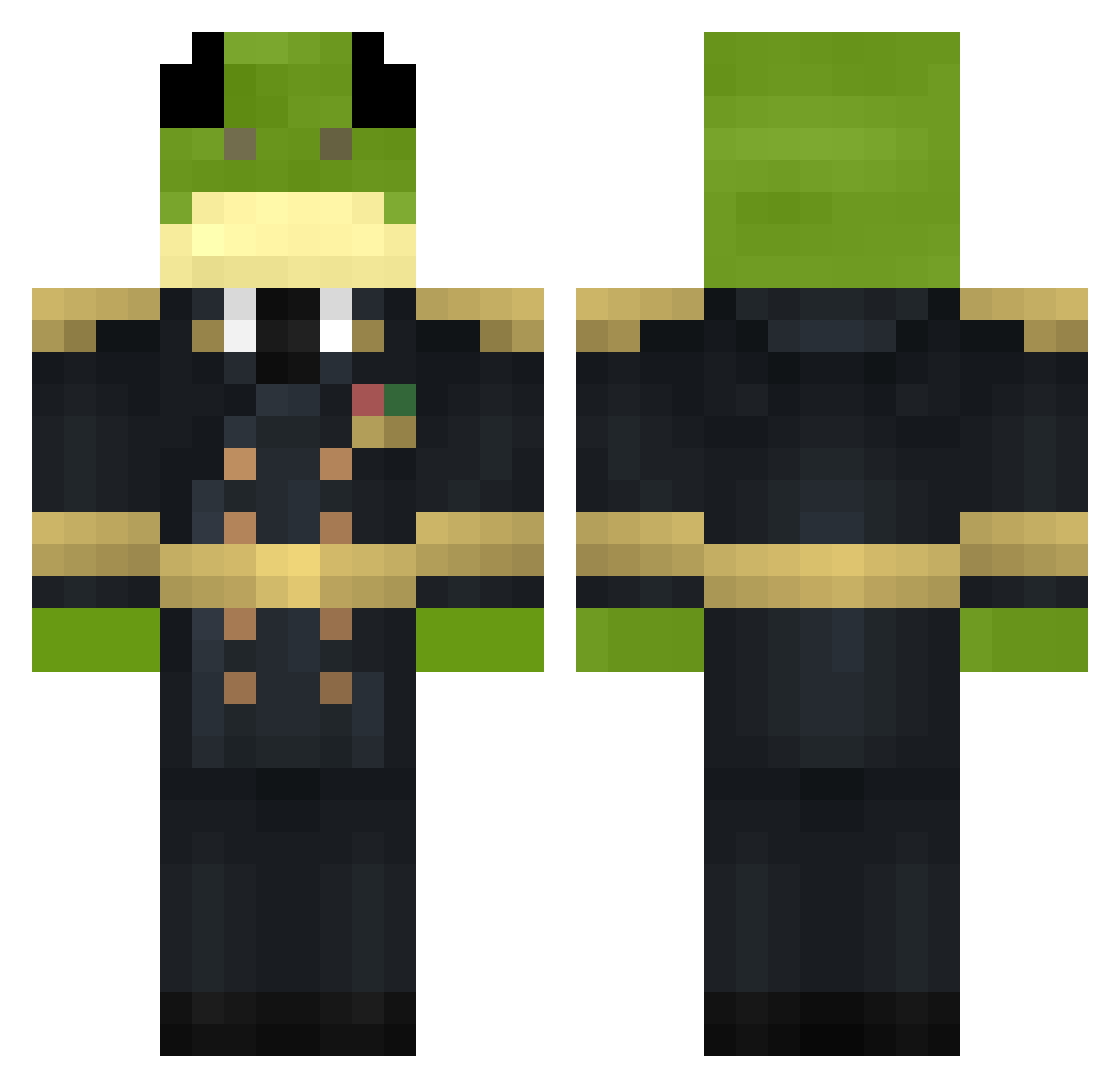 Nautics Minecraft skin, front and back view