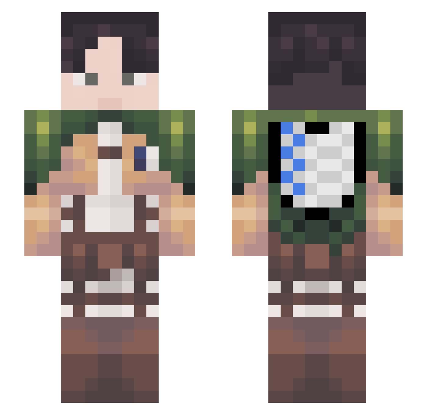 ChomyTV Minecraft skin, front and back view