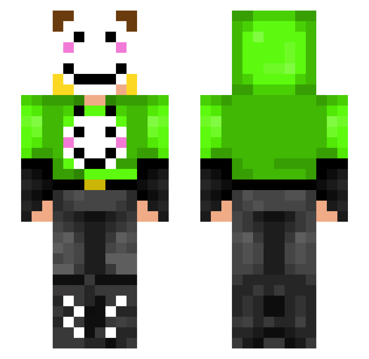 Pitufy Minecraft skin, front and back view