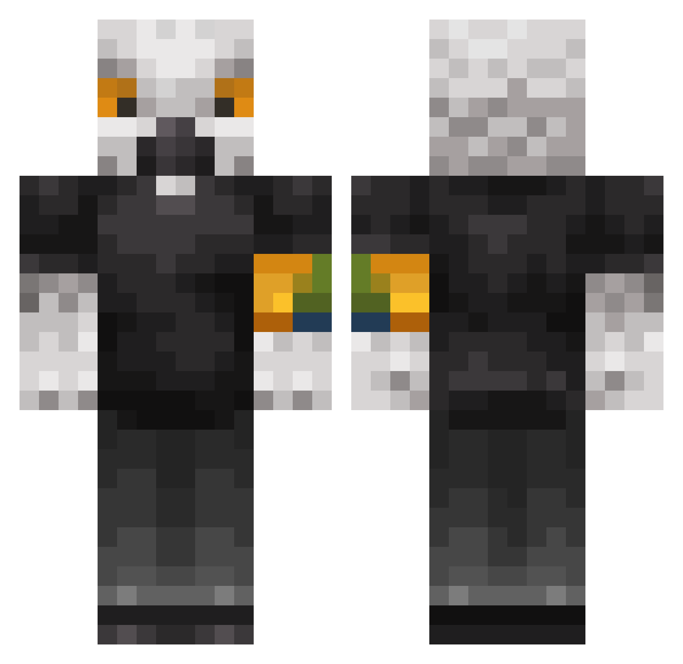 Striginae Minecraft skin, front and back view