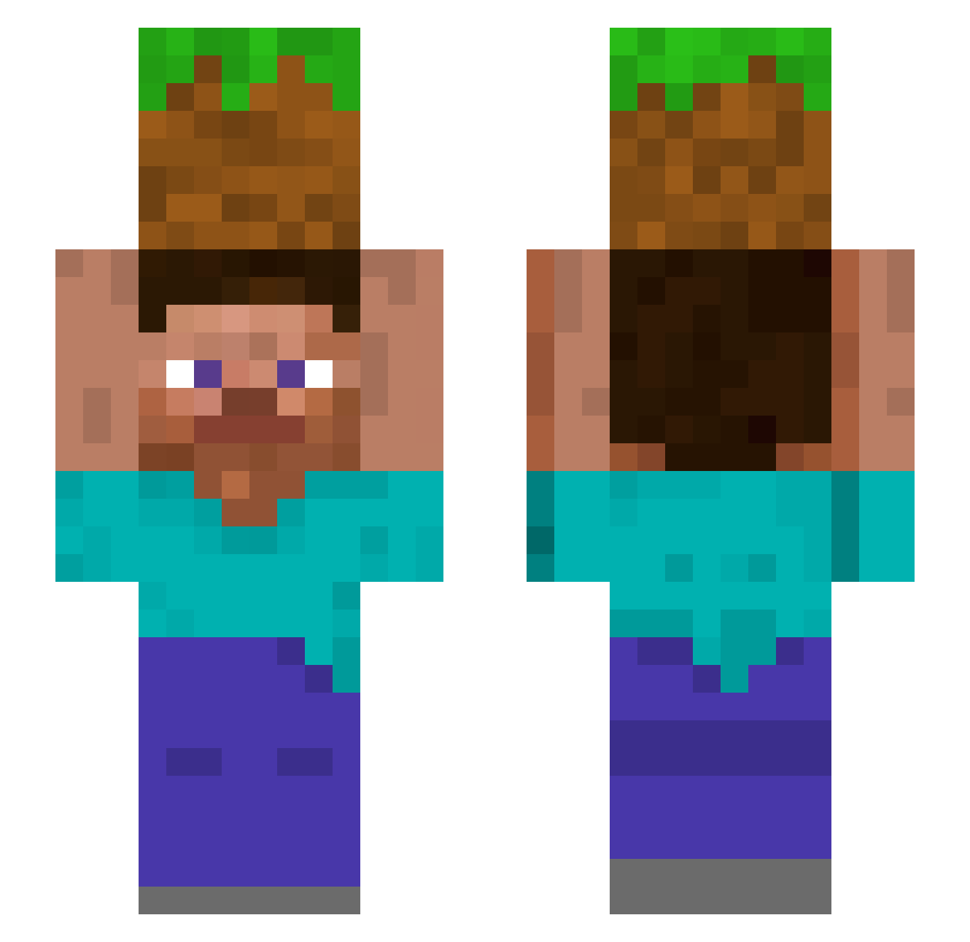 2tallinchman Minecraft skin, front and back view