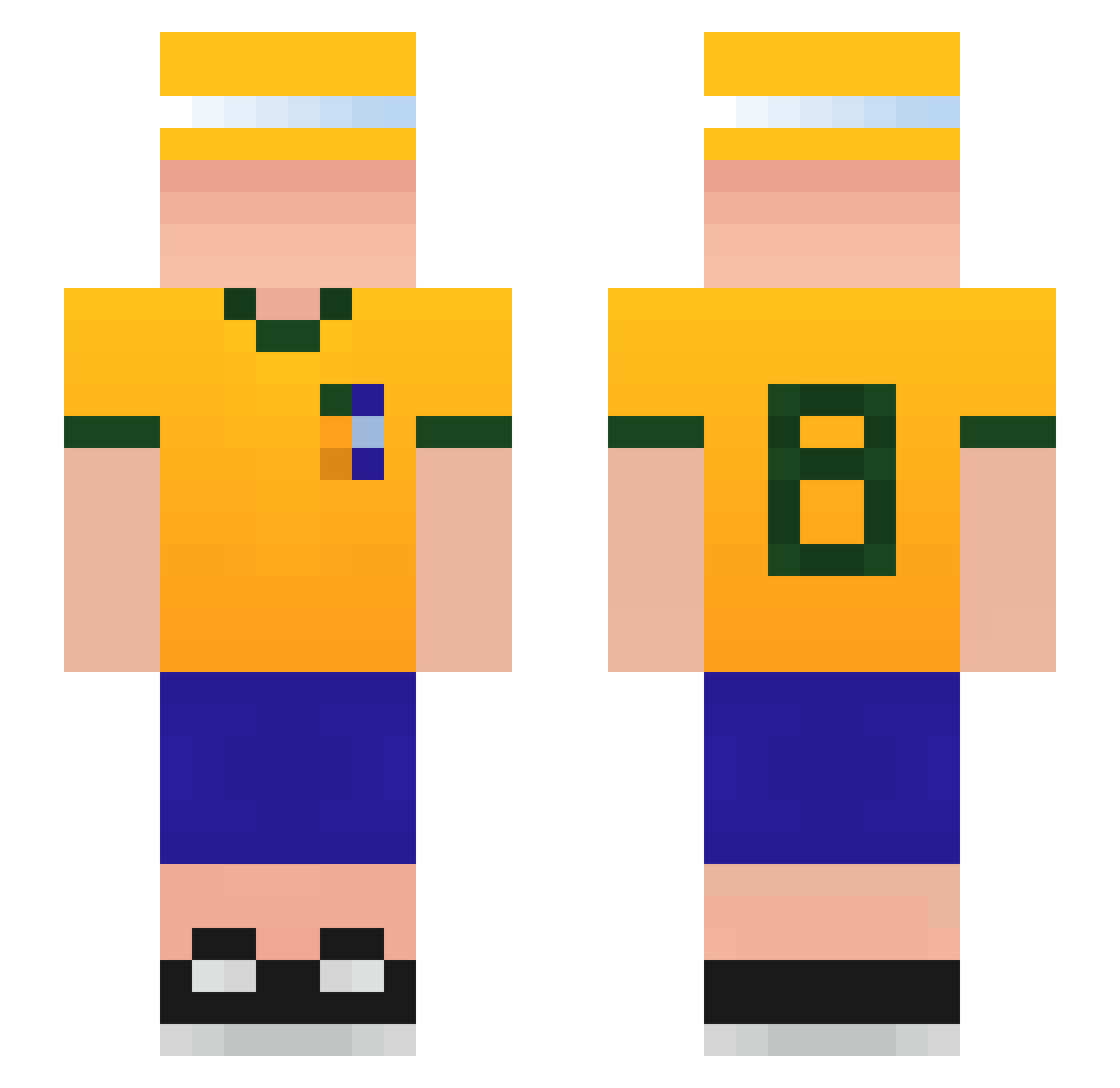 MarksNotFound Minecraft skin, front and back view