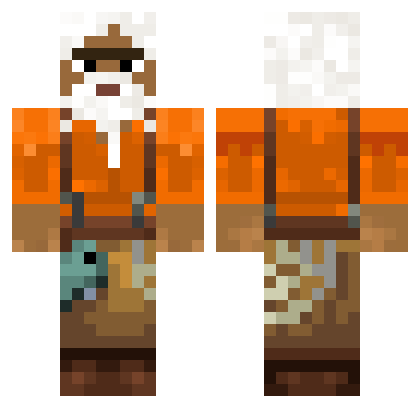 okkr Minecraft skin, front and back view