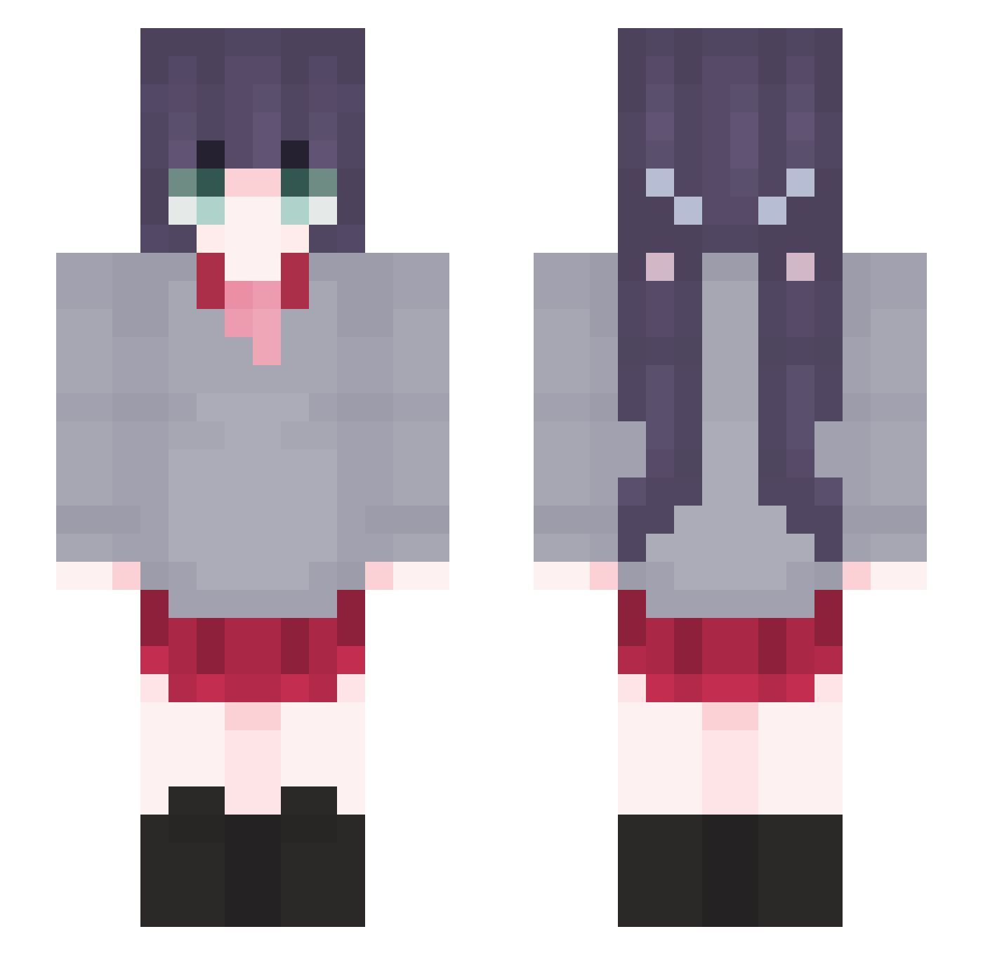wulff Minecraft skin, front and back view