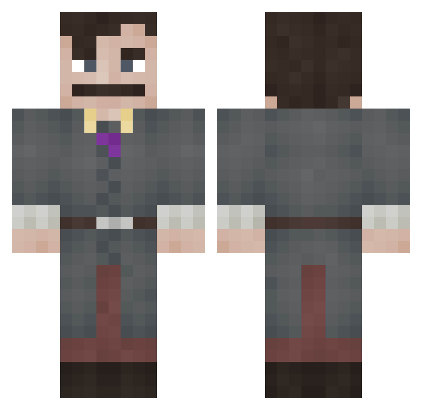 TheChadCrow Minecraft skin, front and back view