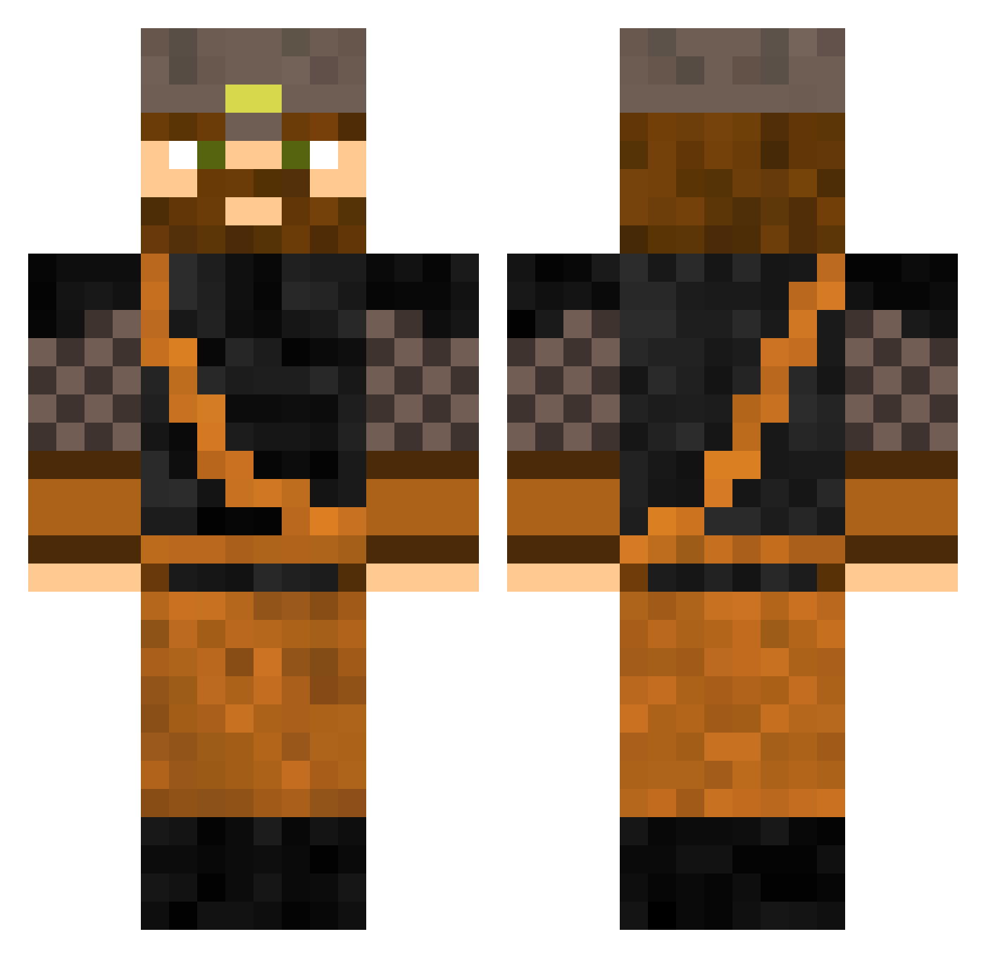 FireMaster Minecraft skin, front and back view